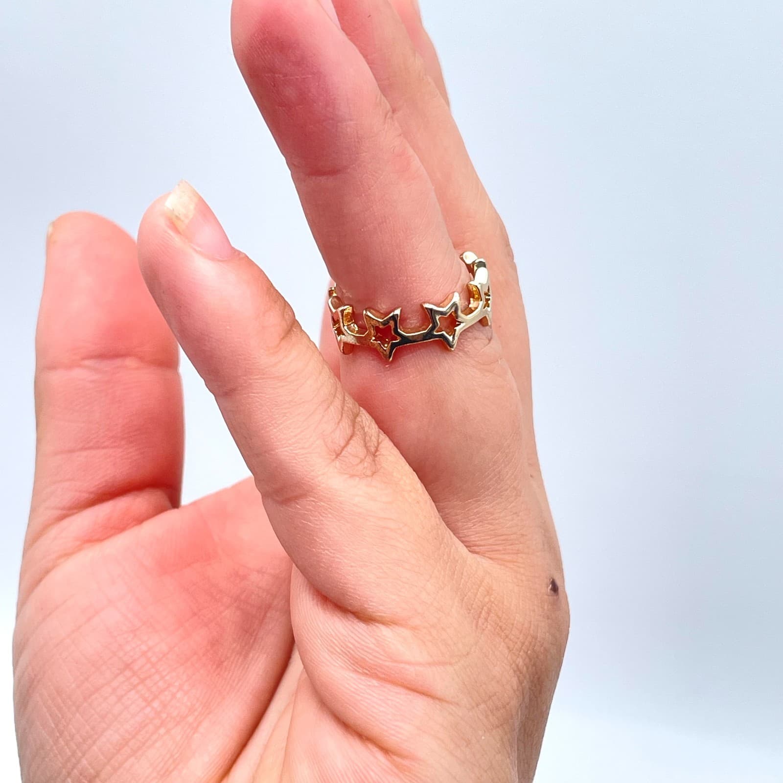 Y2k Fashion Valentine's Gift Gold-Tone Classic Eternity Open Stardust Band Ring - Thumbnail 9