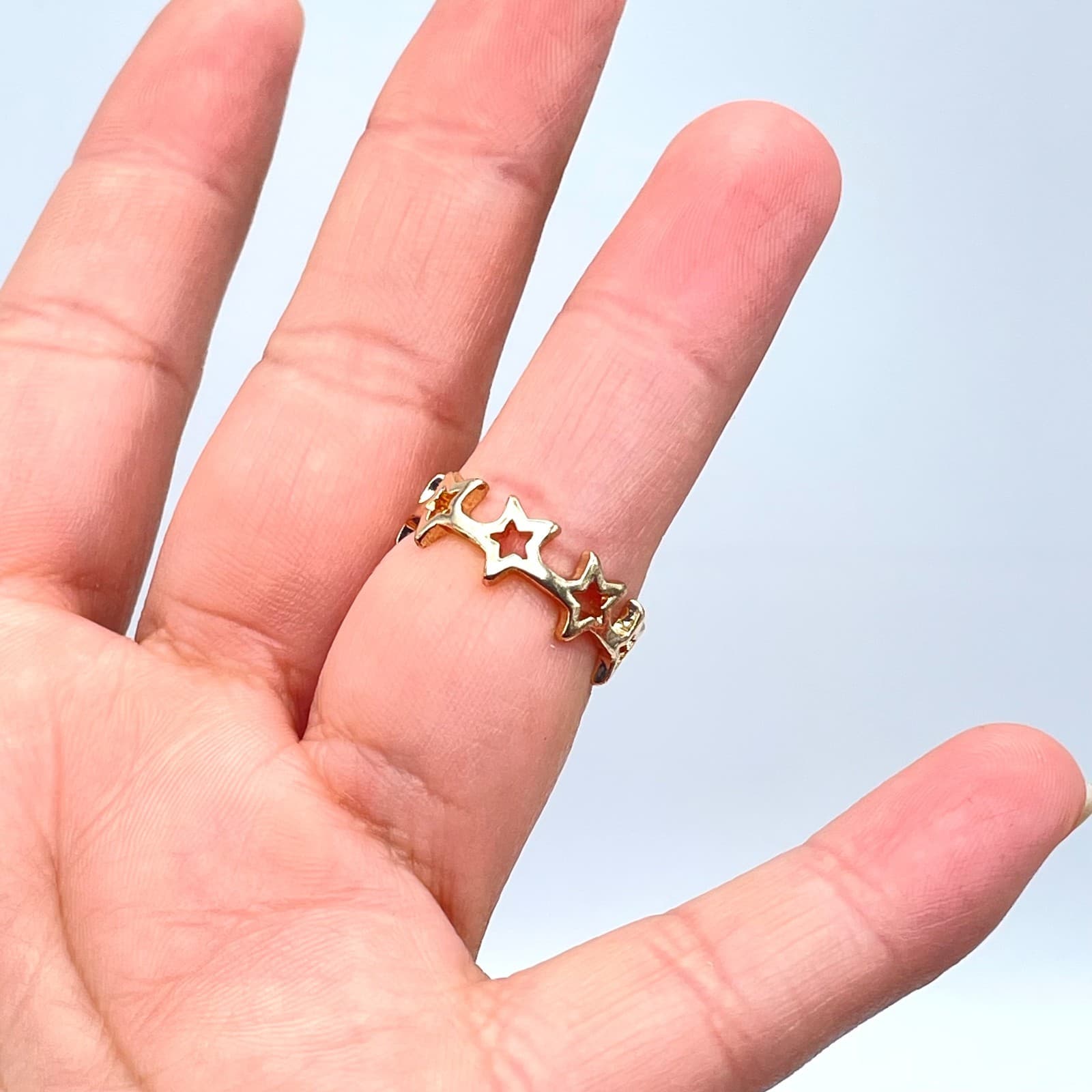 Y2k Fashion Valentine's Gift Gold-Tone Classic Eternity Open Stardust Band Ring - Thumbnail 8