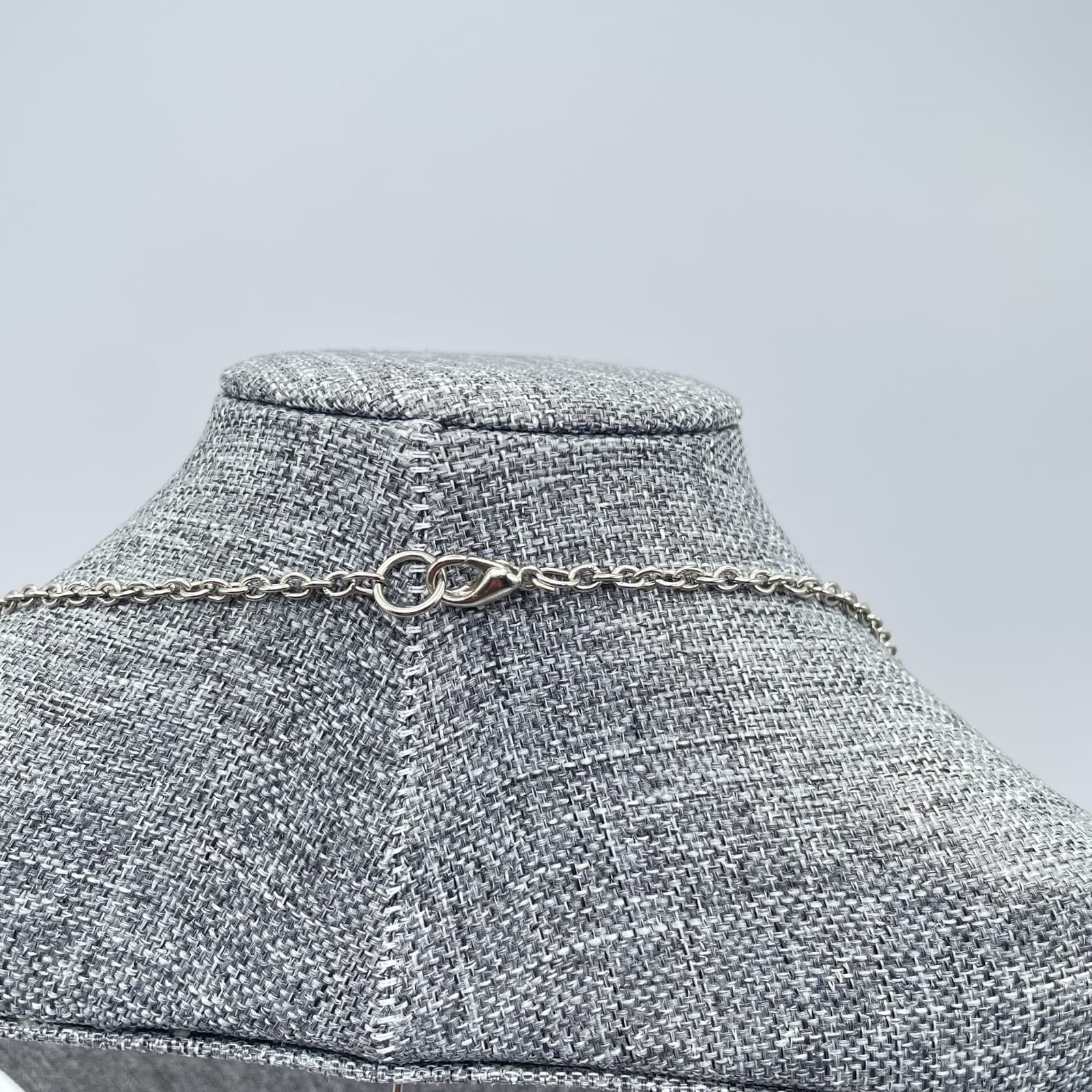 Vintage Silver-Tone Round Link Chain Natural Turquoise Beads Station Neckalce - Thumbnail 4