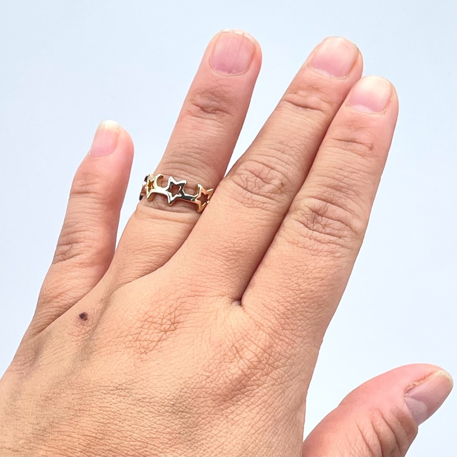 Y2k Fashion Valentine's Gift Gold-Tone Classic Eternity Open Stardust Band Ring - Thumbnail 10