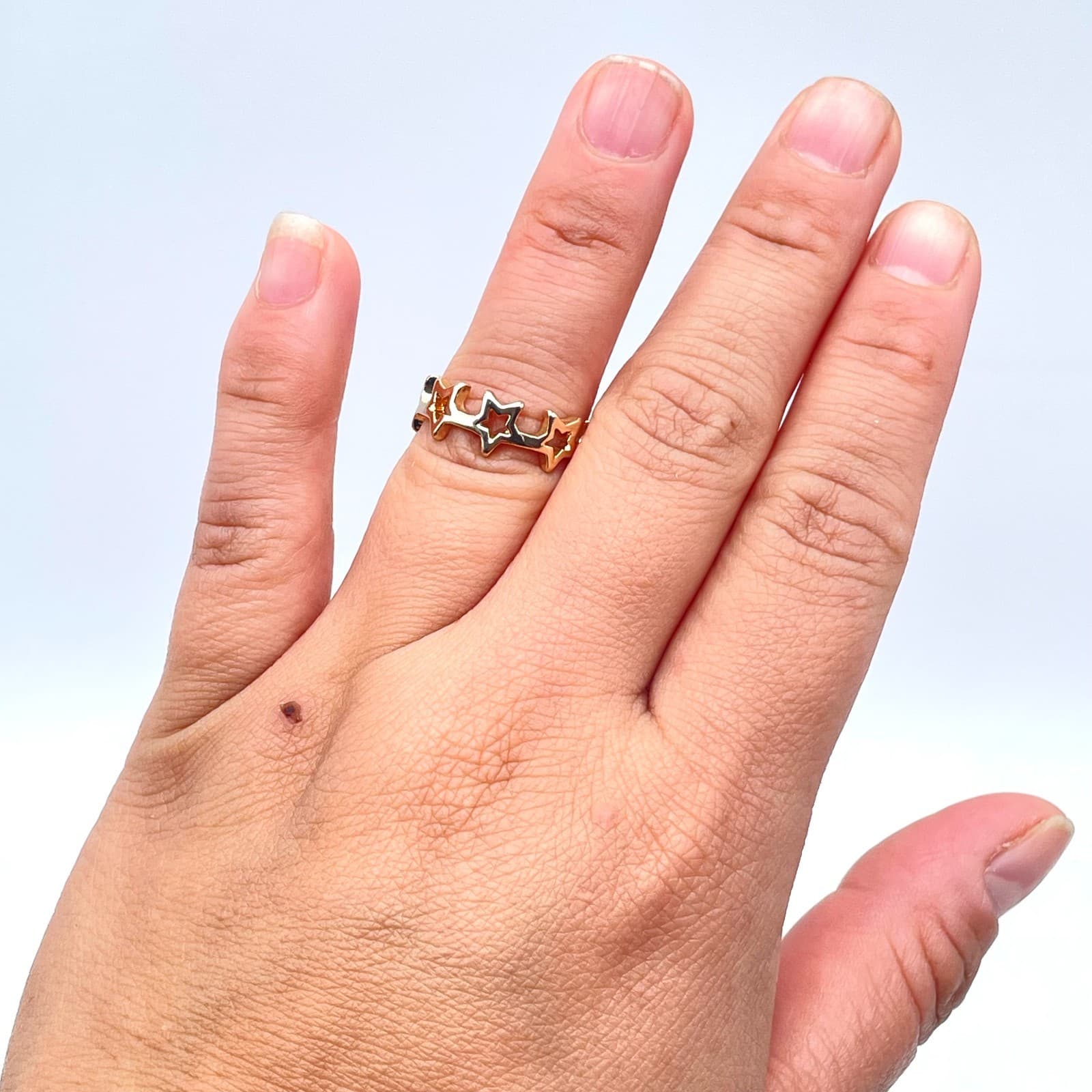 Y2k Fashion Valentine's Gift Gold-Tone Classic Eternity Open Stardust Band Ring - Thumbnail 7