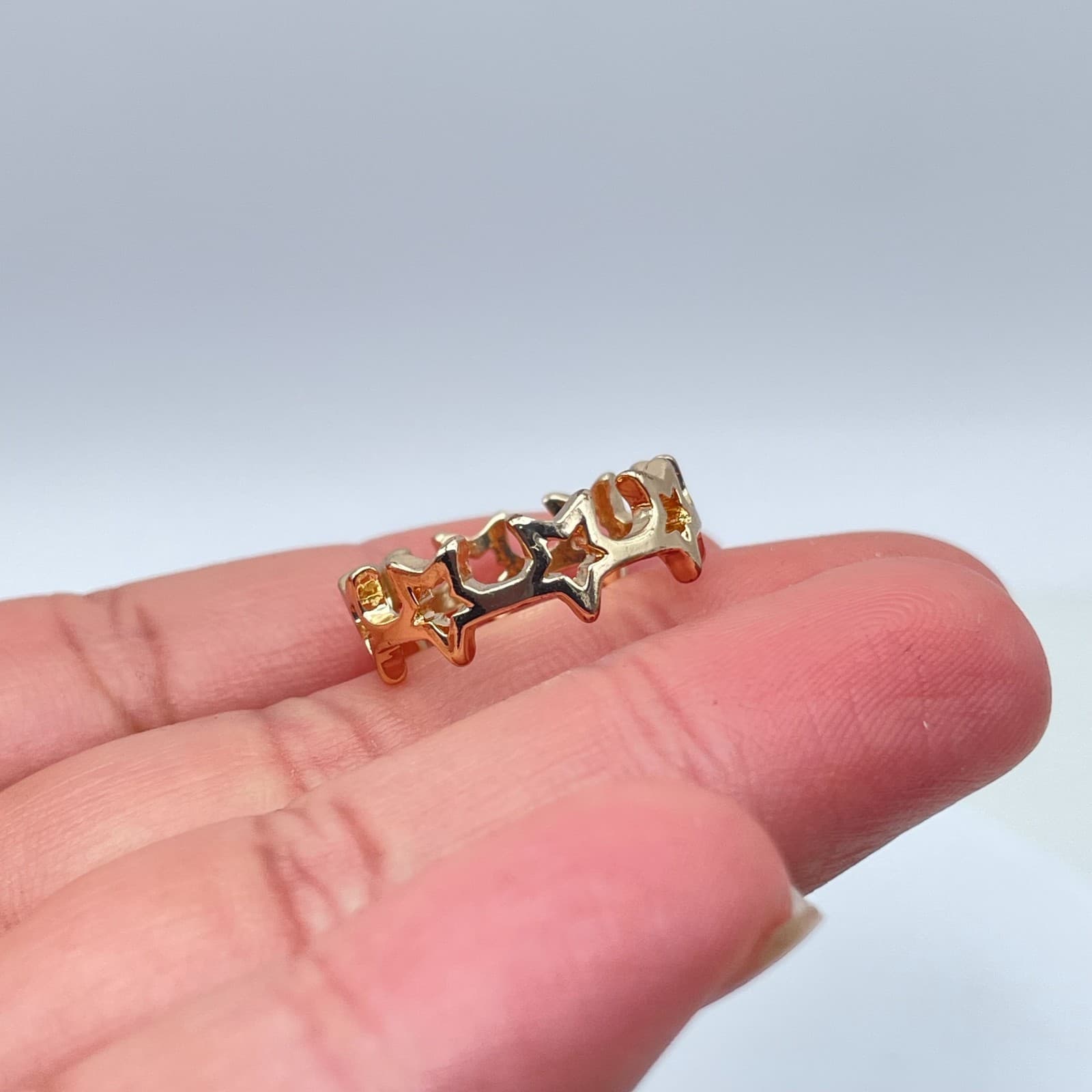 Y2k Fashion Valentine's Gift Gold-Tone Classic Eternity Open Stardust Band Ring - Thumbnail 5