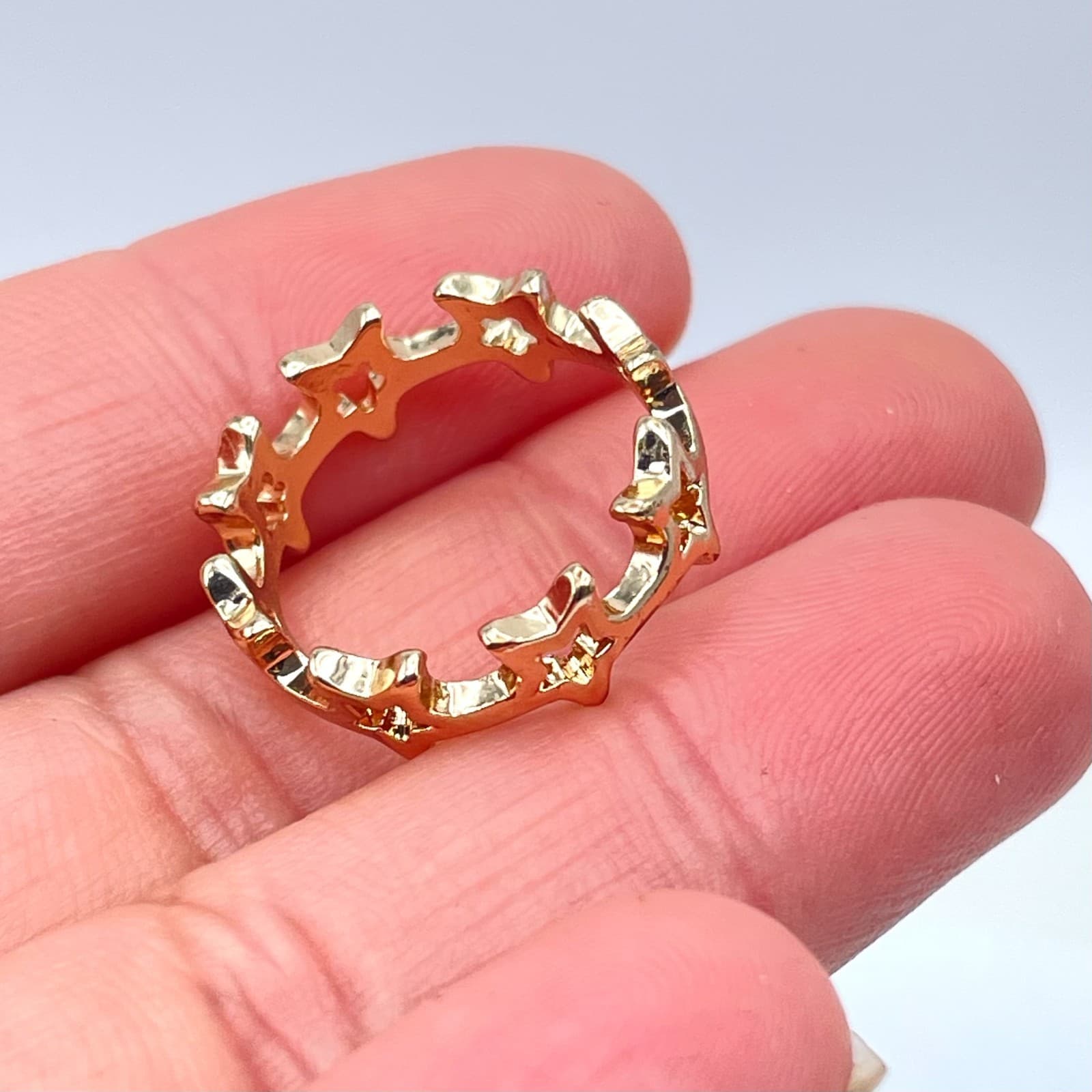 Y2k Fashion Valentine's Gift Gold-Tone Classic Eternity Open Stardust Band Ring - Thumbnail 6