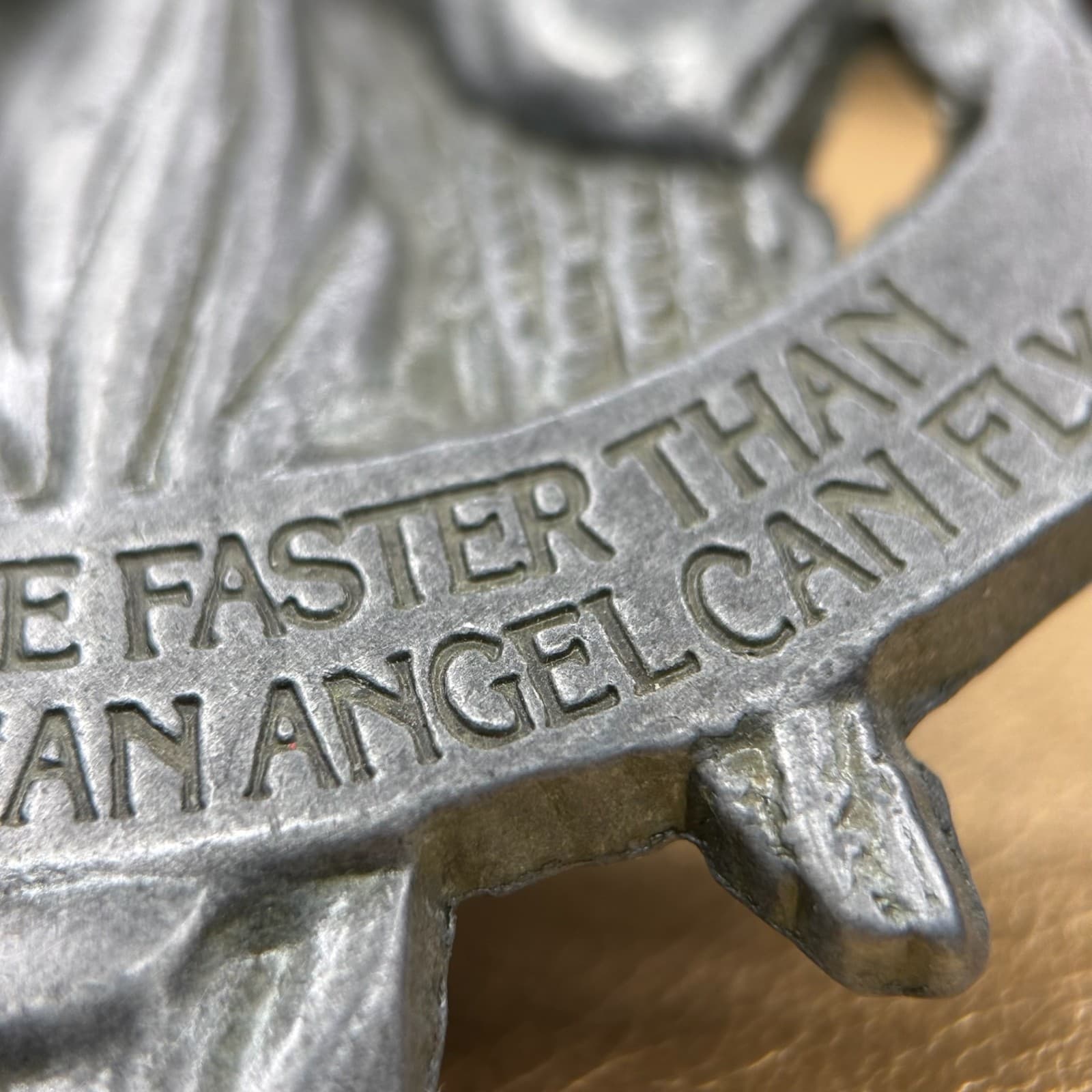 Vintage Guardian Angel Car Visor Clip Pin Pendant Pewter Tone Metal Safety Gift - Thumbnail 6