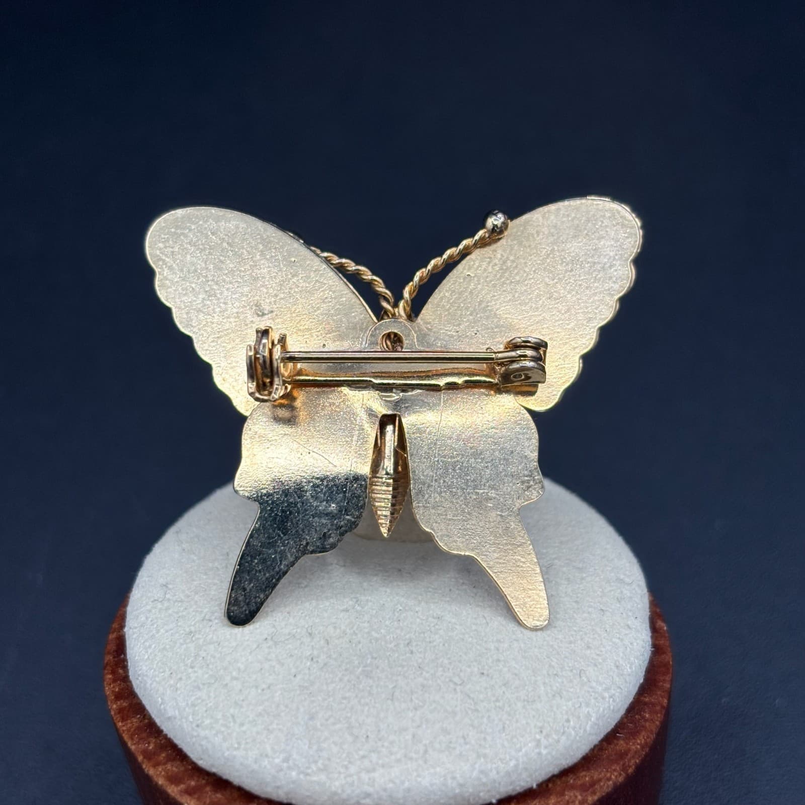 Vintage Purple Enamel Gold-Tone Metal Christmas Fashion Butterfly Brooch Pin - Thumbnail 2