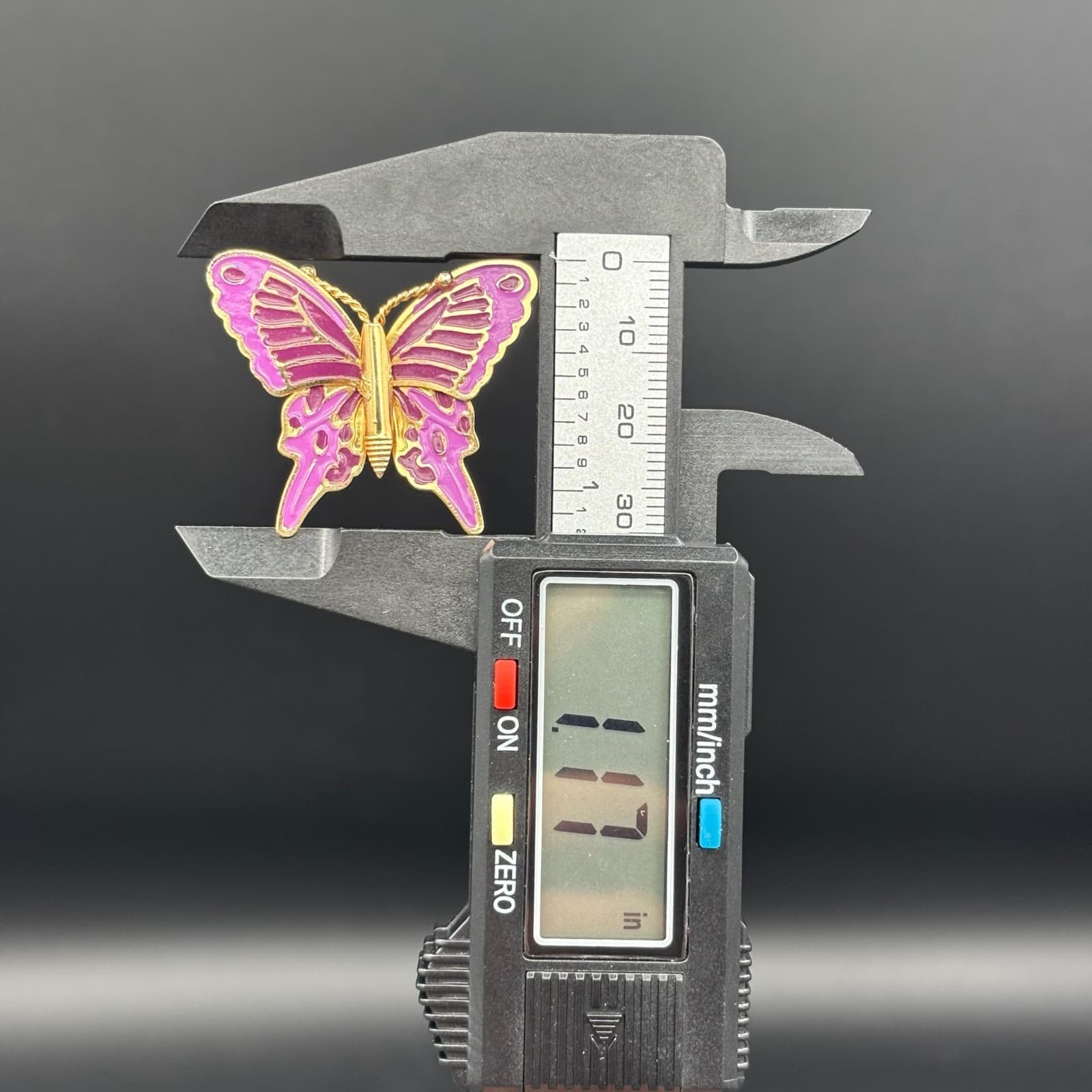 Vintage Purple Enamel Gold-Tone Metal Christmas Fashion Butterfly Brooch Pin - Thumbnail 6