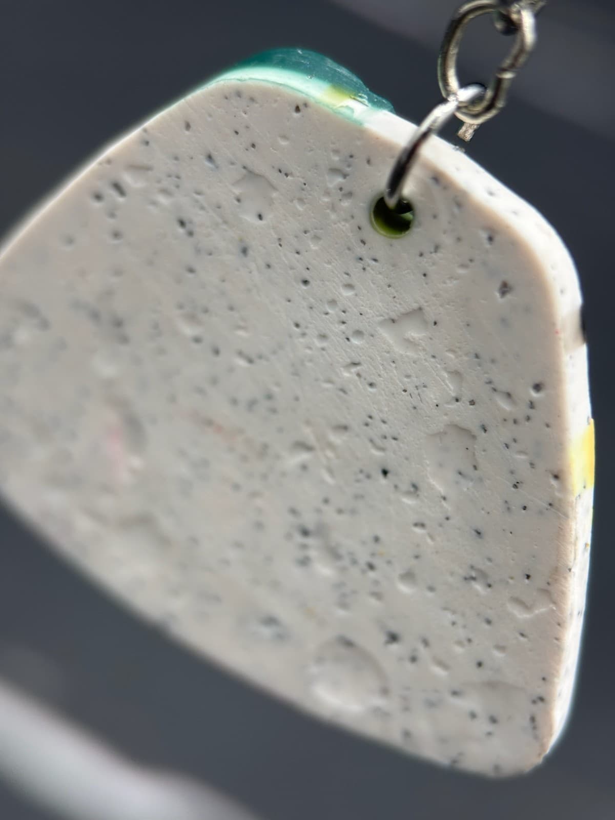 Polymer Clay Flower Earrings Speckled Neutral Geometric Boho Spring Statement - Thumbnail 5