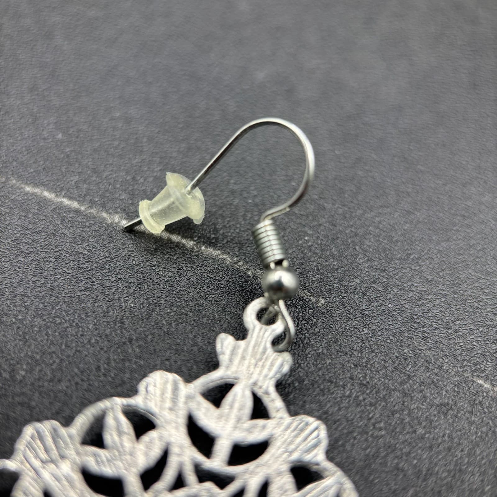 Silver Filigree Teardrop Dangle Earrings Boho Floral Lightweight Statement - Thumbnail 7