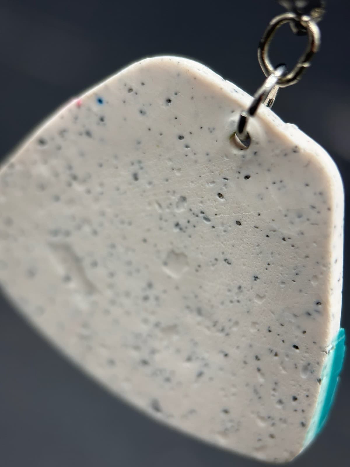 Polymer Clay Flower Earrings Speckled Neutral Geometric Boho Spring Statement - Thumbnail 6