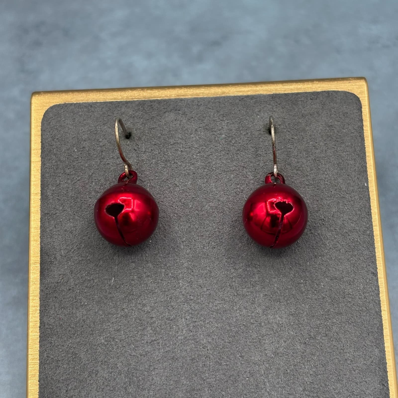 Vintage Red Jingle Mini Christmas Ornament Collectible Bulb Dangle Earrings For - Image 1