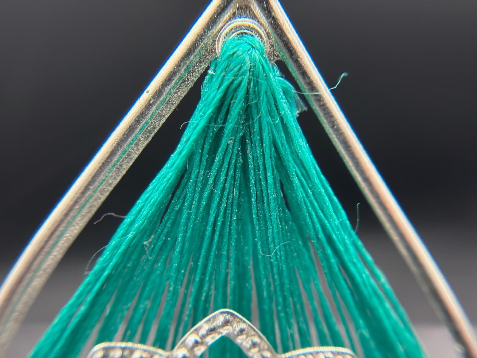 Vintage Y2K Teal Thread Wrapped Mandala Drop Earrings Boho Festival Statement - Thumbnail 5