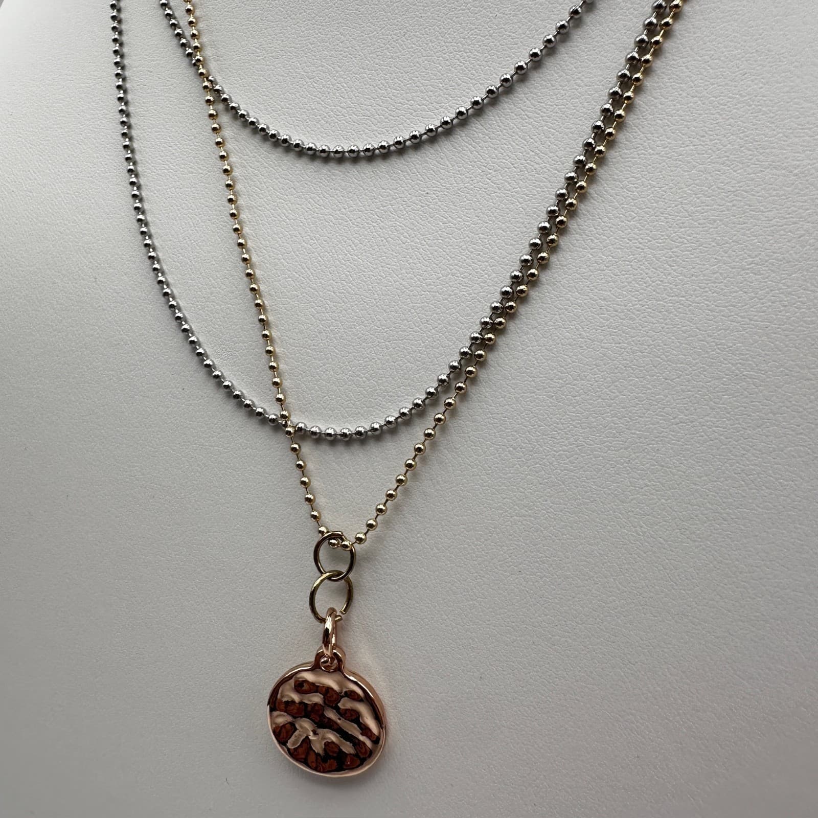 Vintage 80s Layered Ball Chain Women's Pendant Necklace Women's Classic Jewelry - Thumbnail 3