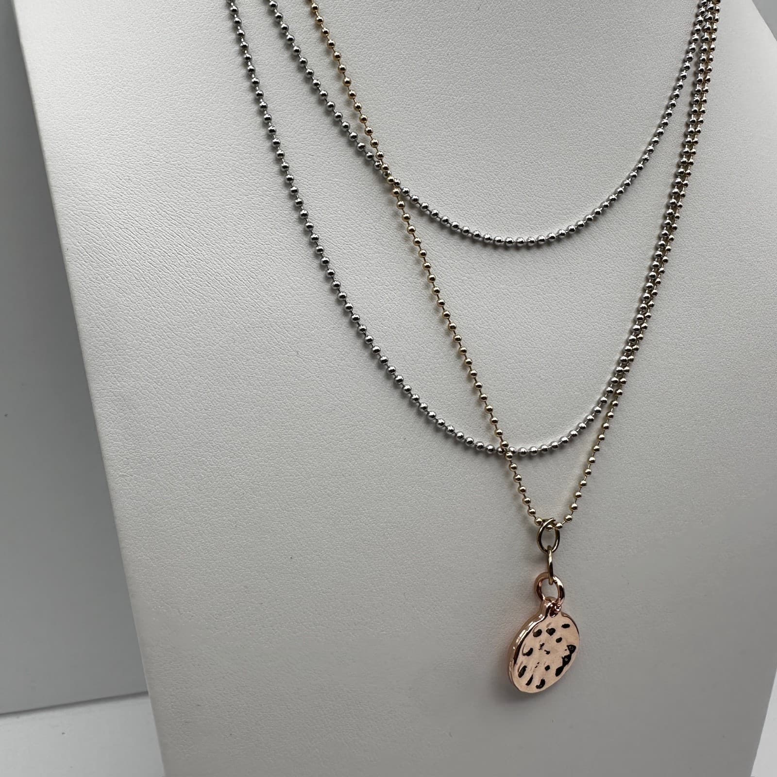 Vintage 80s Layered Ball Chain Women's Pendant Necklace Women's Classic Jewelry - Thumbnail 6