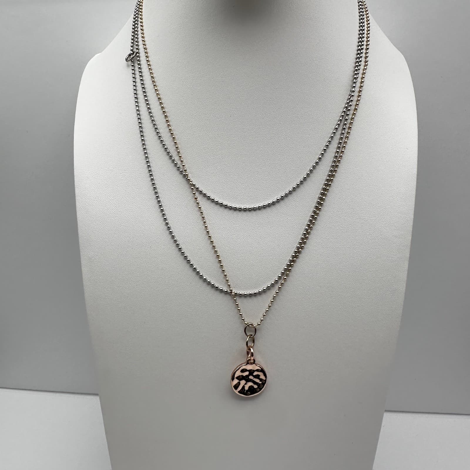 Vintage 80s Layered Ball Chain Women's Pendant Necklace Women's Classic Jewelry - Thumbnail 5