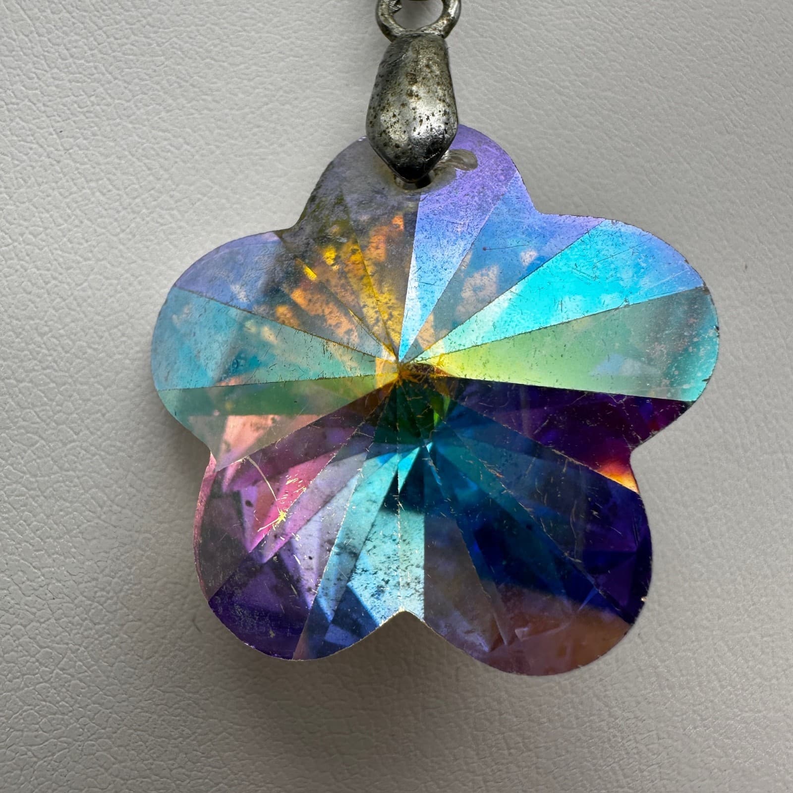 Vintage 90s Borealis Flower Pendant Necklace Boho Women's Classic Jewelry - Thumbnail 4