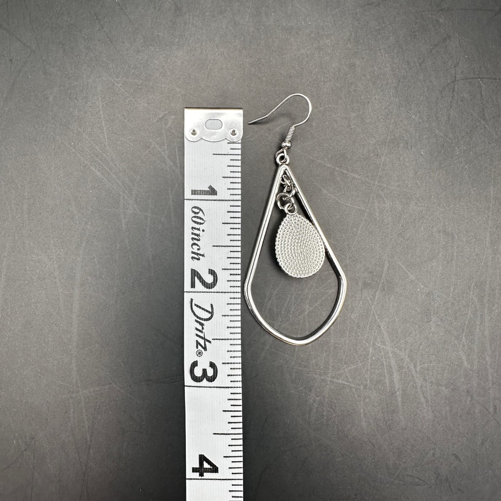 Vintage 90s Red Teardrop Dangle Earrings Silver-tone Drop Jewelry Boho Chic - Thumbnail 9