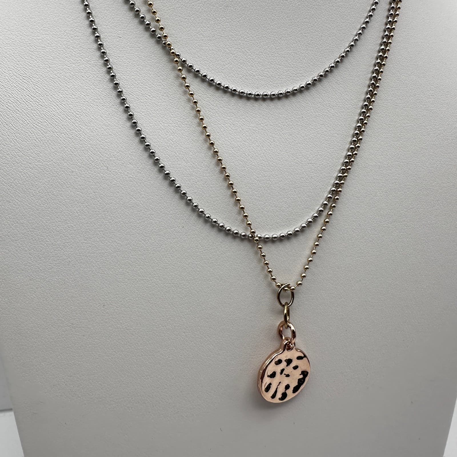 Vintage 80s Layered Ball Chain Women's Pendant Necklace Women's Classic Jewelry - Thumbnail 4