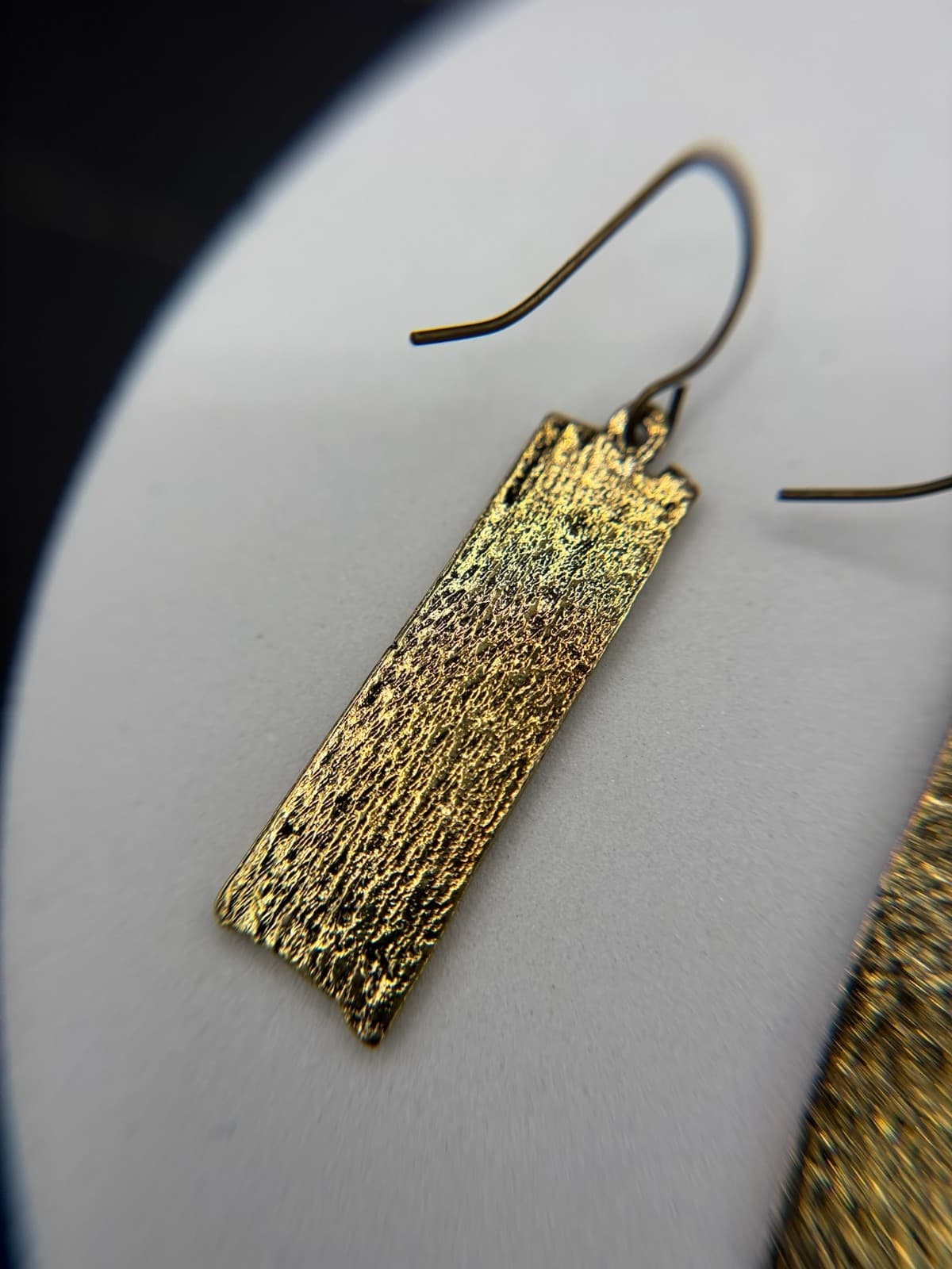 Painted Aluminum Art Deco Style Turquoise Drop Earrings Lightweight - Thumbnail 6