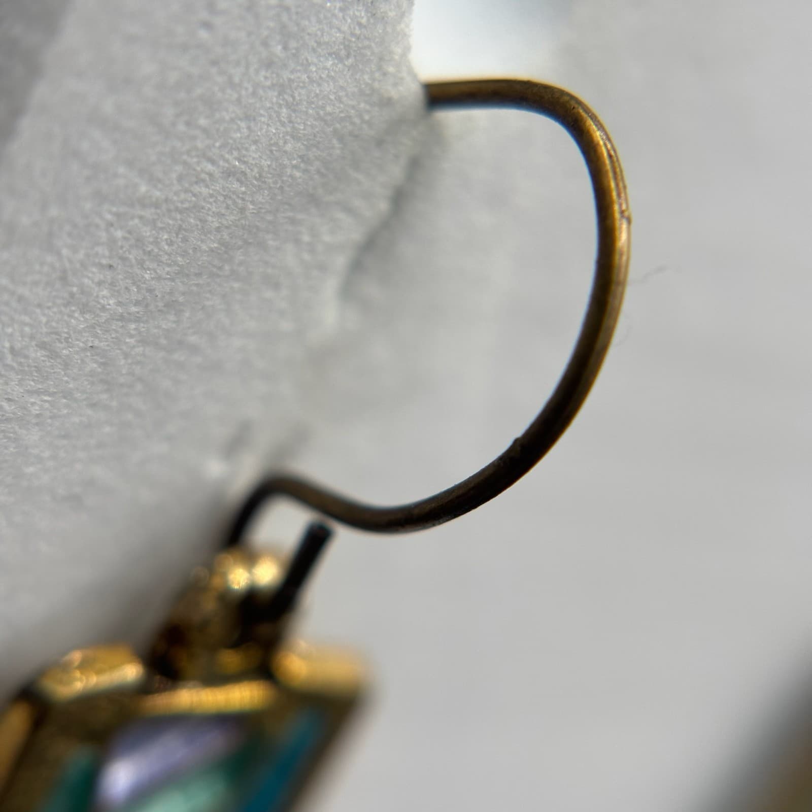 Painted Aluminum Art Deco Style Turquoise Drop Earrings Lightweight - Thumbnail 8