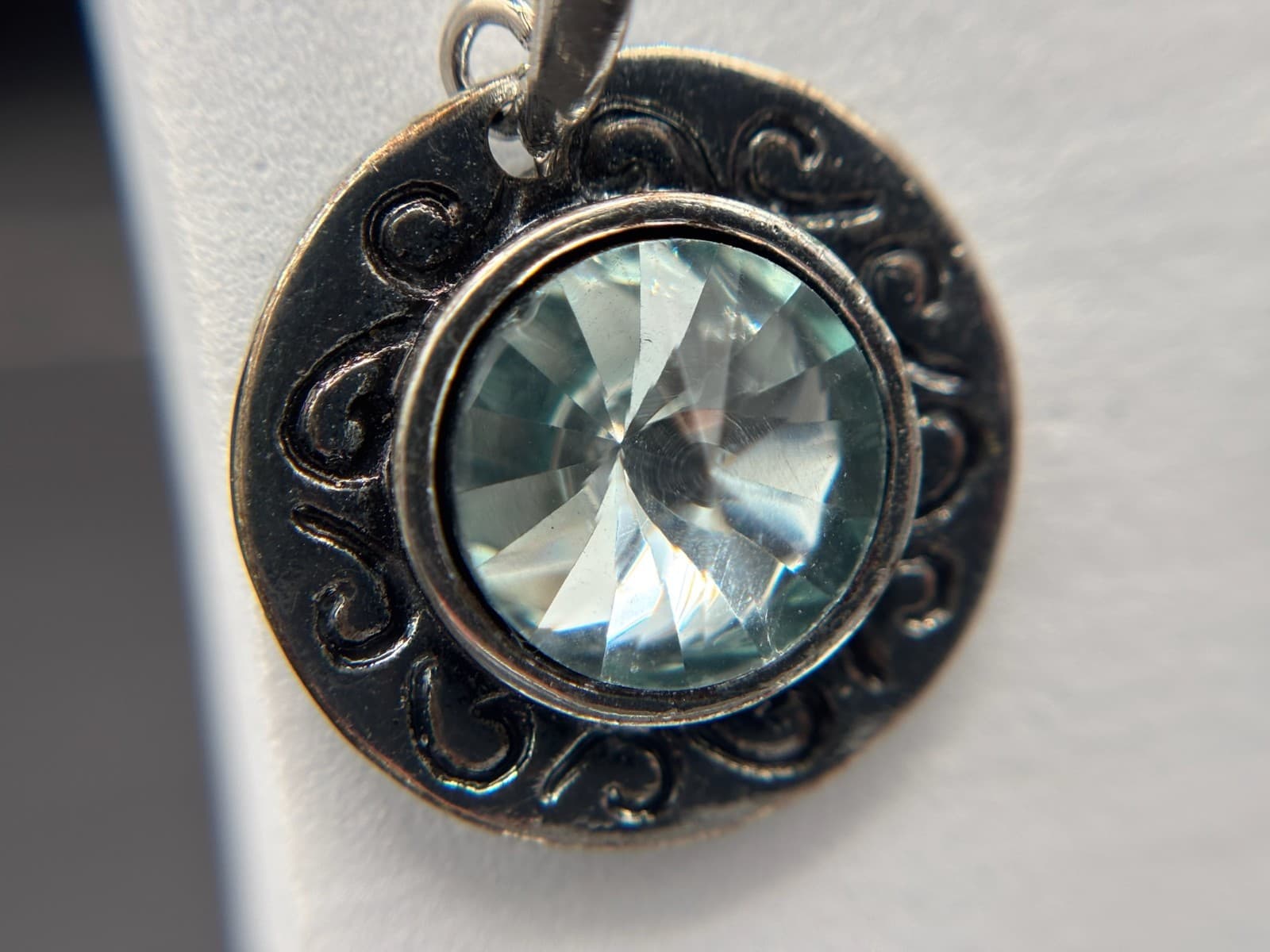 Vintage Style Silver Tone Foilback Aqua Drop Earrings Boho Y2K - Thumbnail 4