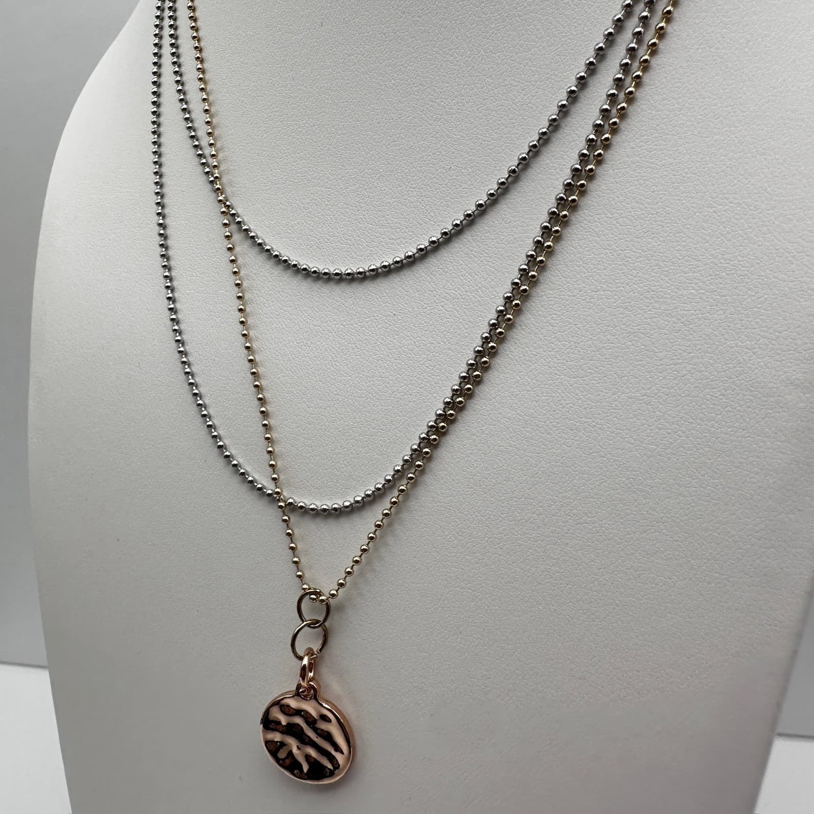 Vintage 80s Layered Ball Chain Women's Pendant Necklace Women's Classic Jewelry - Thumbnail 7