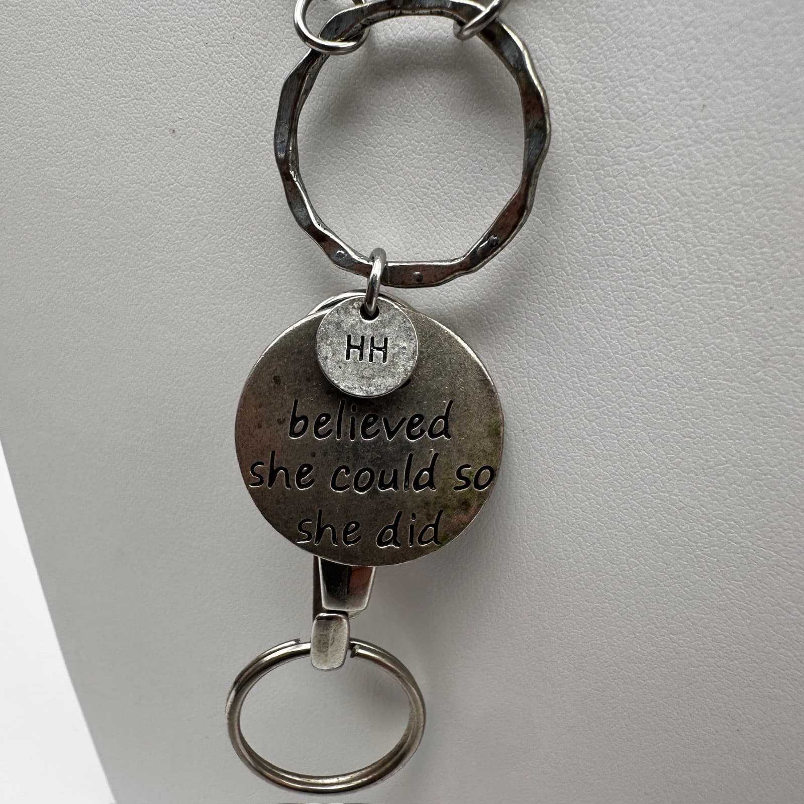 Vintage 90s Silver Tone Infinity Loop Inspirational Quote Necklace Jewelry - Thumbnail 4