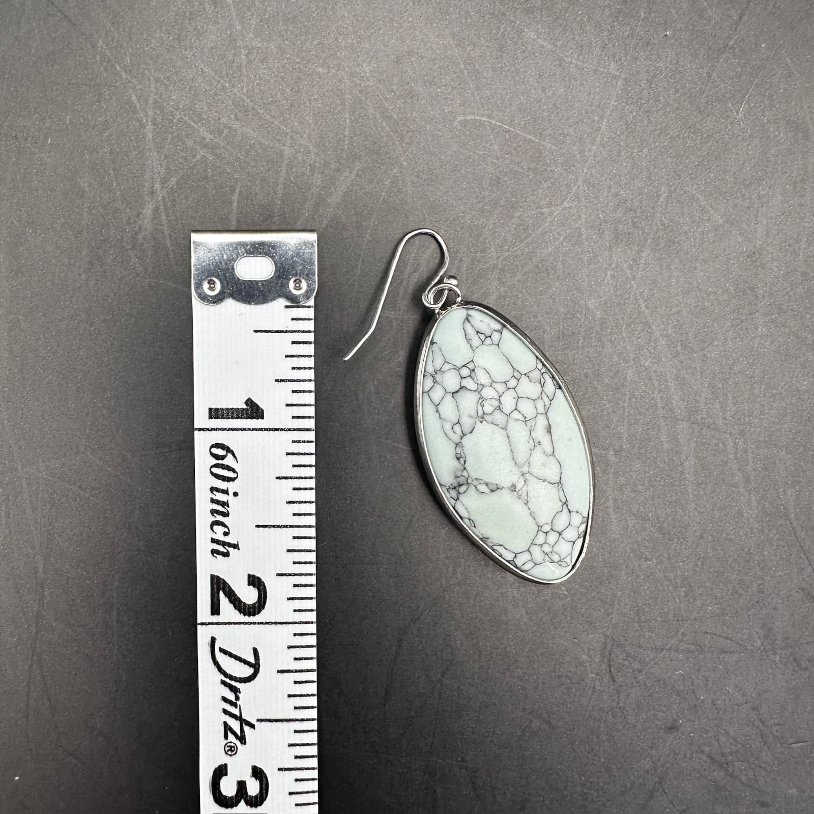 Vintage Light Green Marquise Stone Dangle Earrings Silver Tone Boho Jewelry - Thumbnail 11