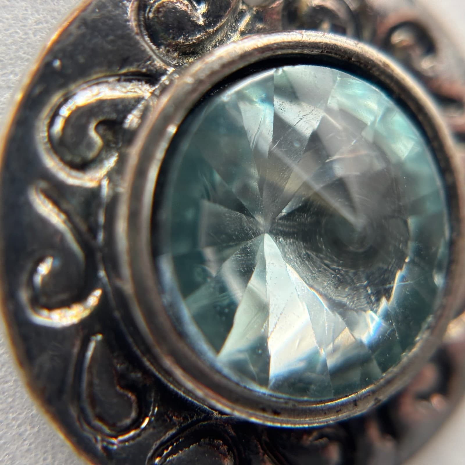 Vintage Style Silver Tone Foilback Aqua Drop Earrings Boho Y2K - Thumbnail 3