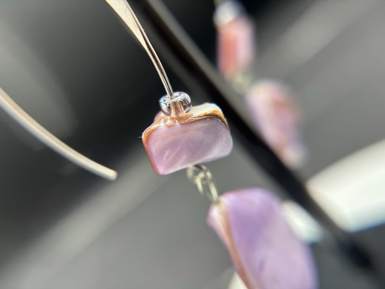 Vintage Purple Shell Drop Earrings Iridescent Dangle Boho Statement Earrings - Thumbnail 6