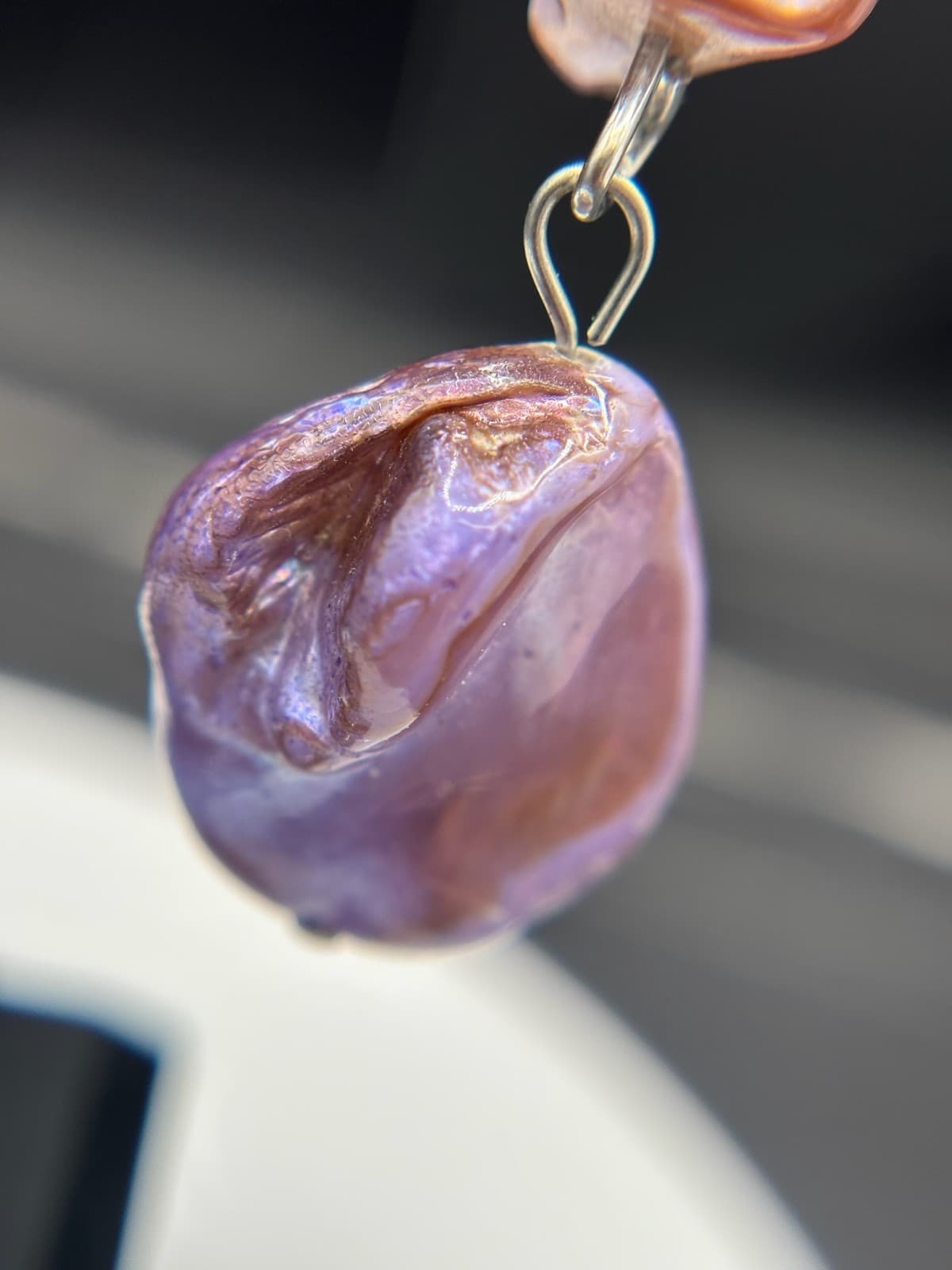 Vintage Purple Shell Drop Earrings Iridescent Dangle Boho Statement Earrings - Thumbnail 4