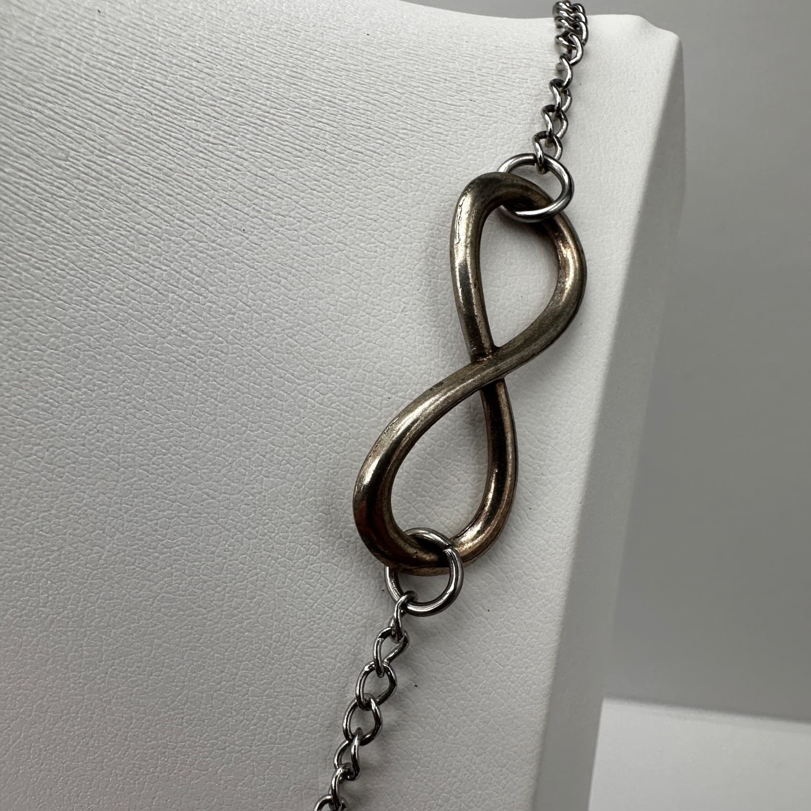 Vintage 90s Silver Tone Infinity Loop Inspirational Quote Necklace Jewelry - Thumbnail 8