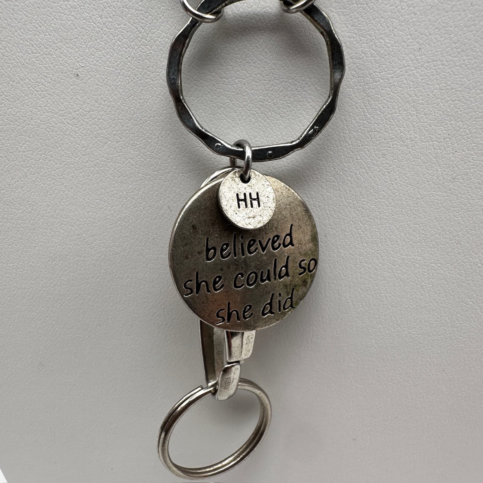 Vintage 90s Silver Tone Infinity Loop Inspirational Quote Necklace Jewelry - Thumbnail 3