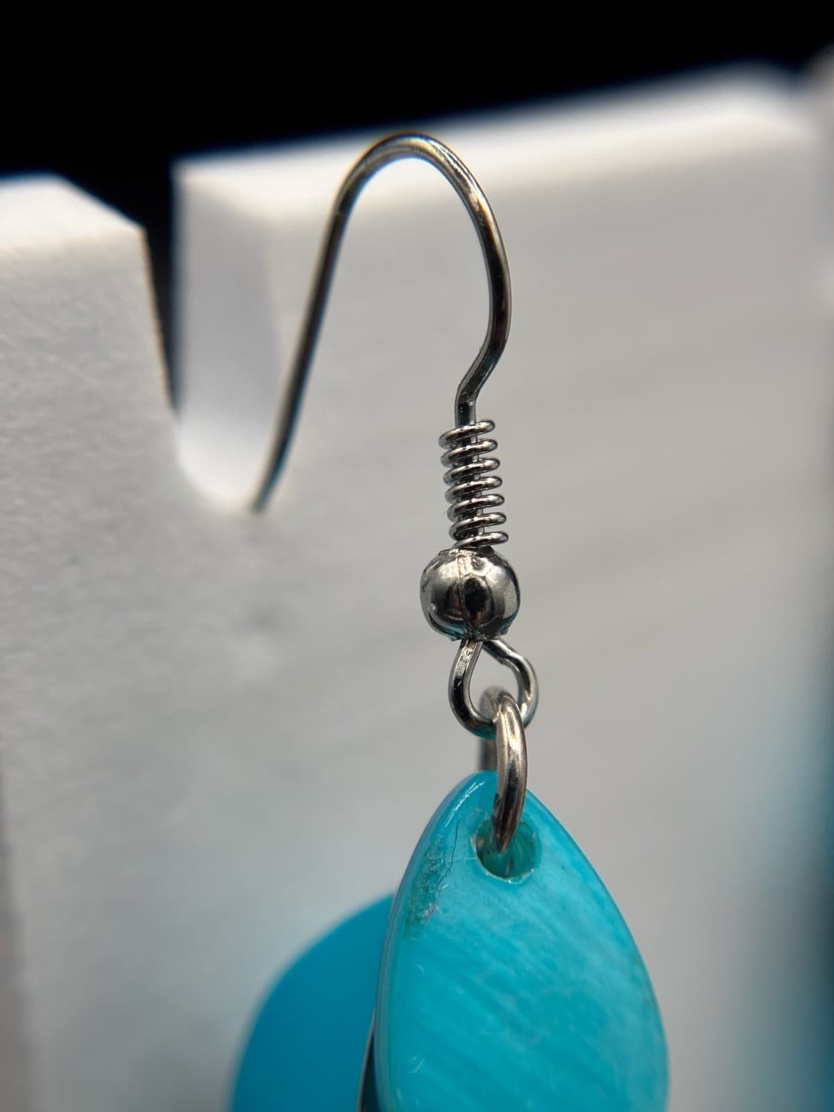 Vintage Turquoise Shell Cluster Dangle Earrings Boho Beach Statement - Thumbnail 4