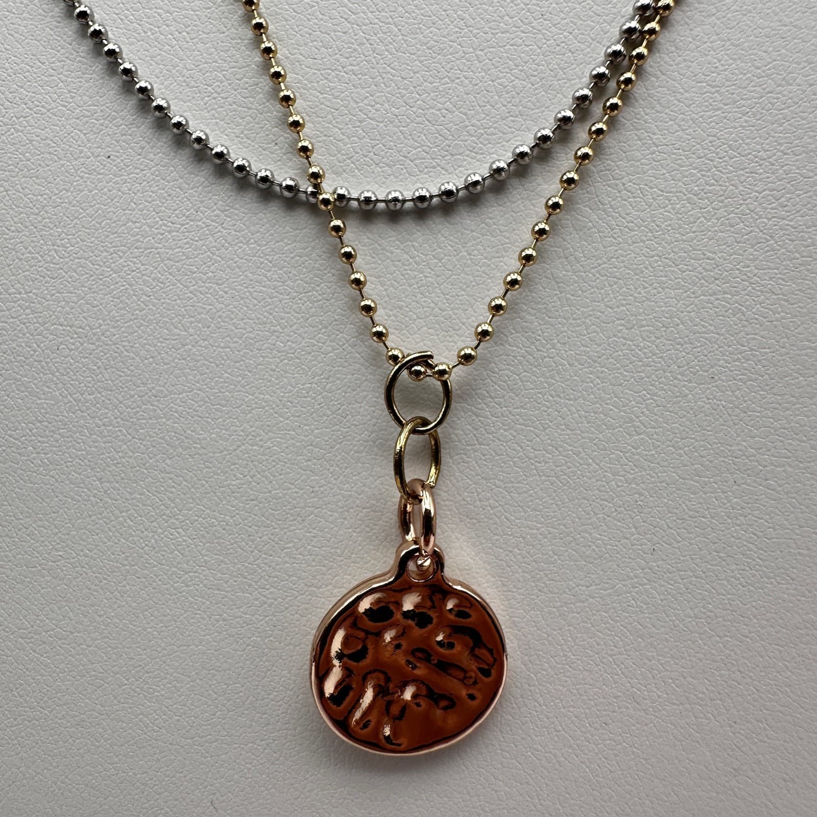 Vintage 80s Layered Ball Chain Women's Pendant Necklace Women's Classic Jewelry - Thumbnail 2