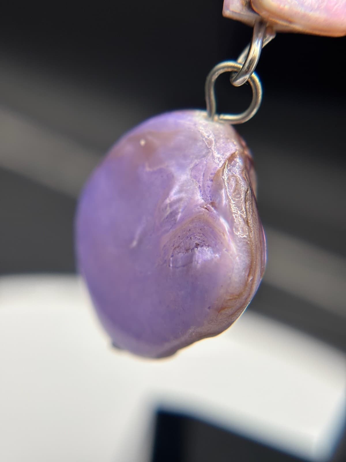 Vintage Purple Shell Drop Earrings Iridescent Dangle Boho Statement Earrings - Thumbnail 5