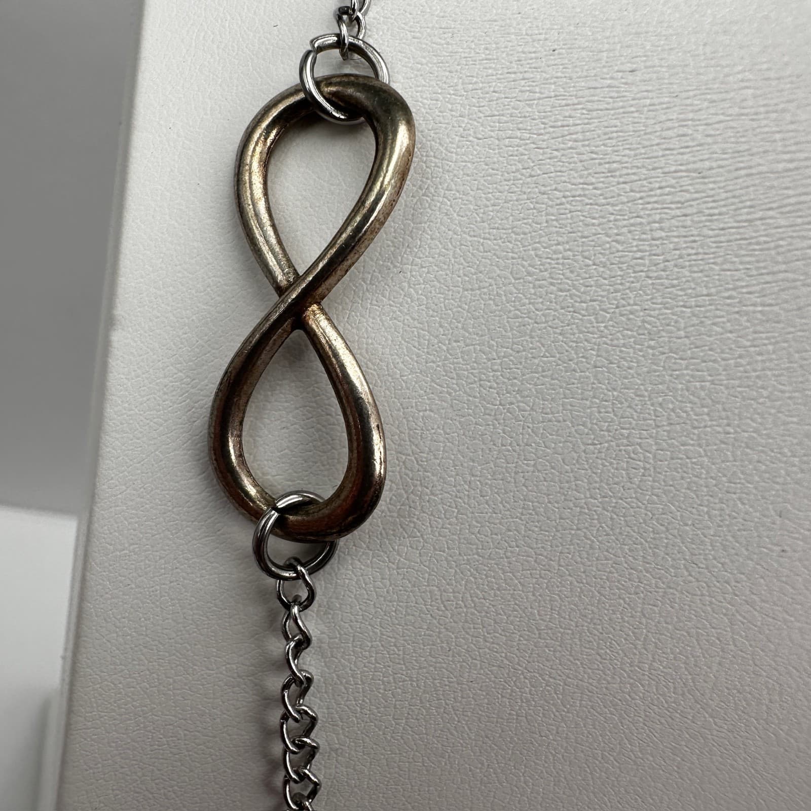 Vintage 90s Silver Tone Infinity Loop Inspirational Quote Necklace Jewelry - Thumbnail 7