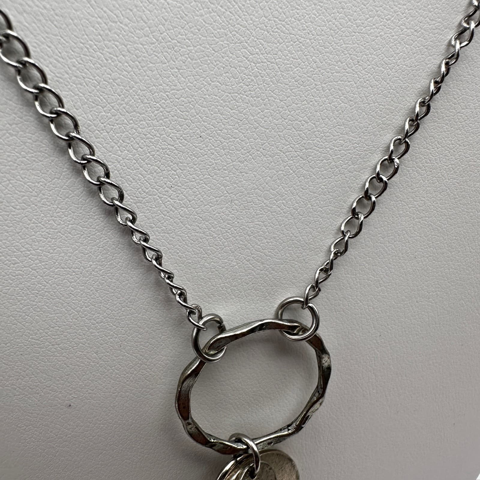 Vintage 90s Silver Tone Infinity Loop Inspirational Quote Necklace Jewelry - Thumbnail 6