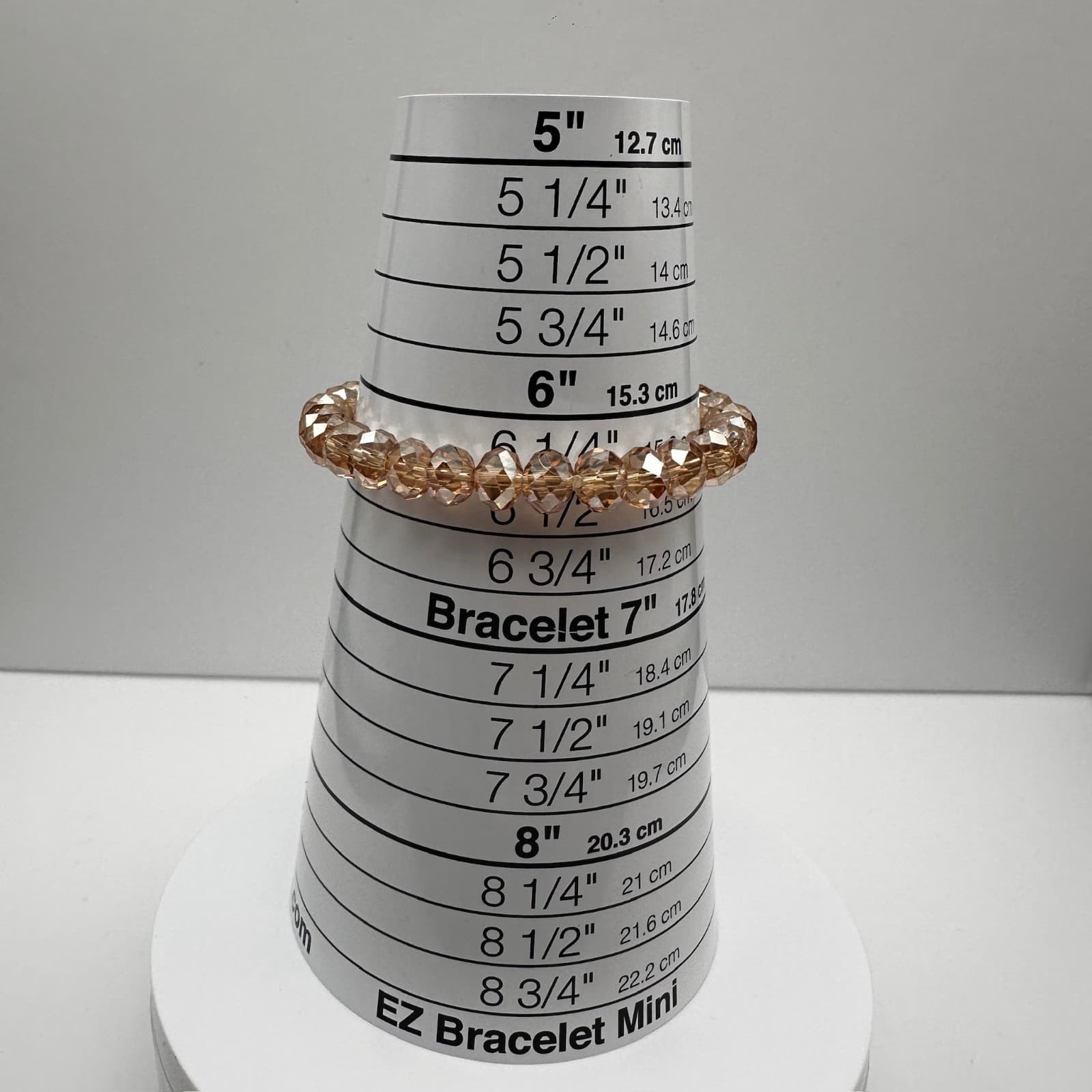 Vintage 90s Gold Tone Champagne Beaded Stretch Bracelet Faceted Classic Jewelry - Thumbnail 10