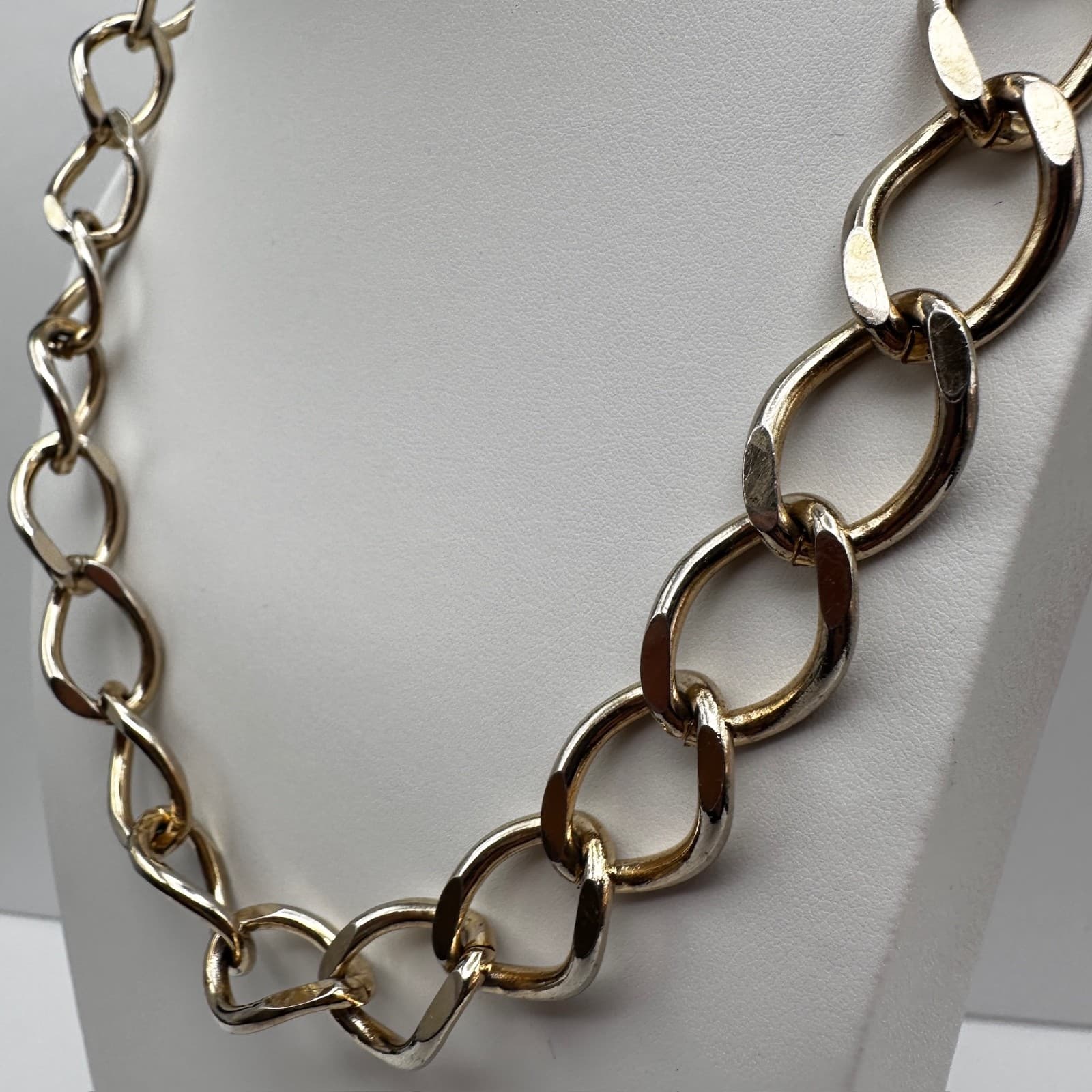 Vintage Gold Tone Chunky Chain Necklace Oversized Link Statement Y2K 18" - Thumbnail 7