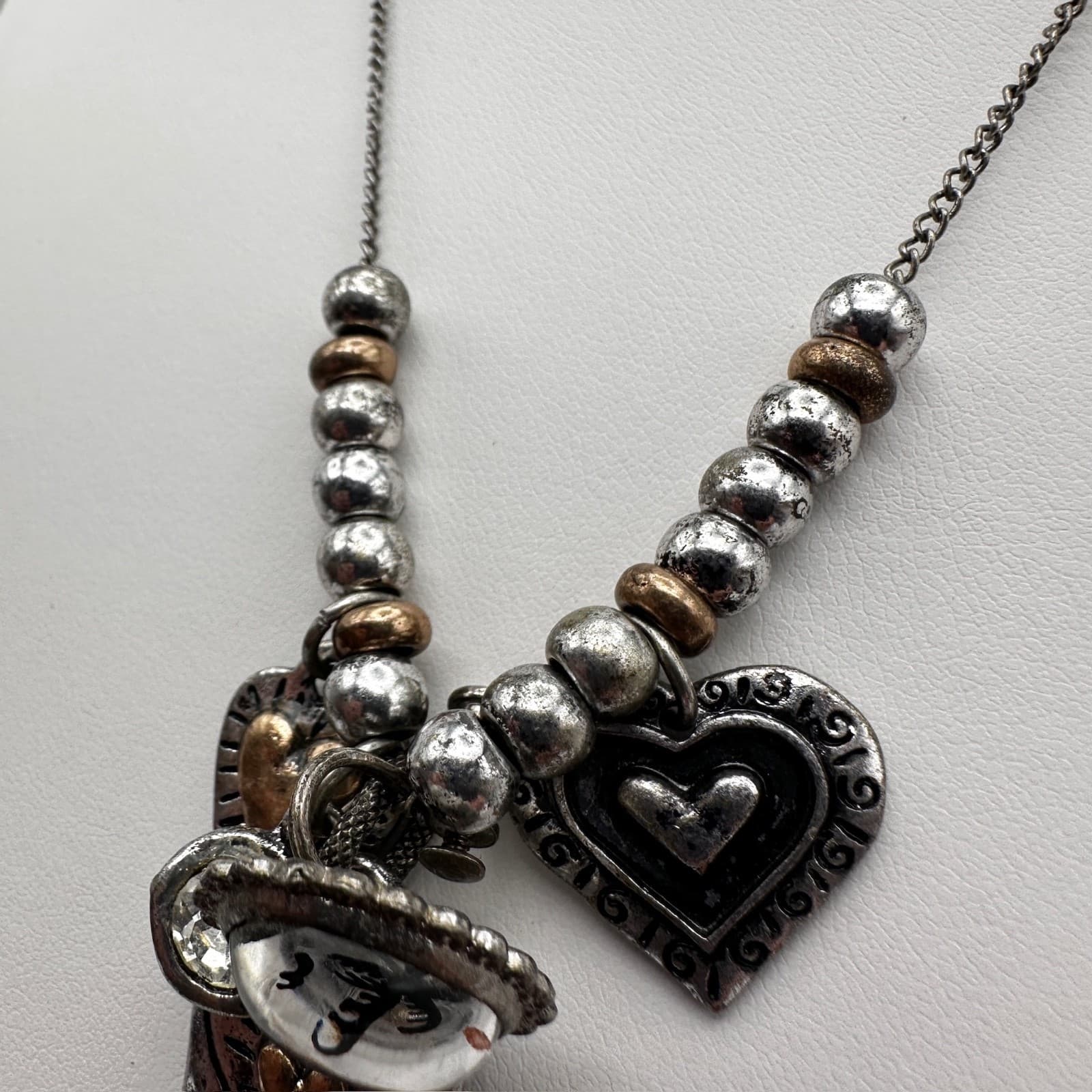 Vintage Silver Tone Heart Charm Necklace Love Tag Y2K - Thumbnail 6
