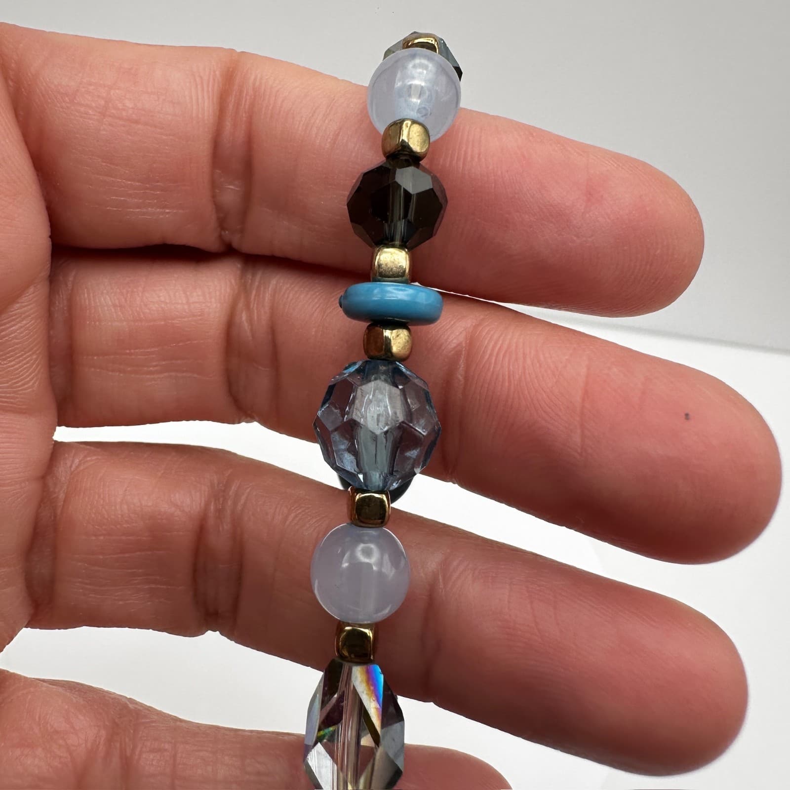 Vintage 90s Gold Tone Stone Beaded Bracelet Women's Classic Fashion Jewelry - Thumbnail 8