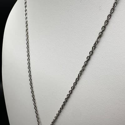 VTG 70s Crystal Cross Pendant Necklace Silver Tone Chain Rhinestone Religious - Thumbnail 7