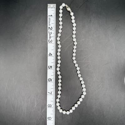 Vintage 90s Pearl Necklace Bracelet Set Bow Crystal Accent Ivory Beads Jewelry - Thumbnail 15