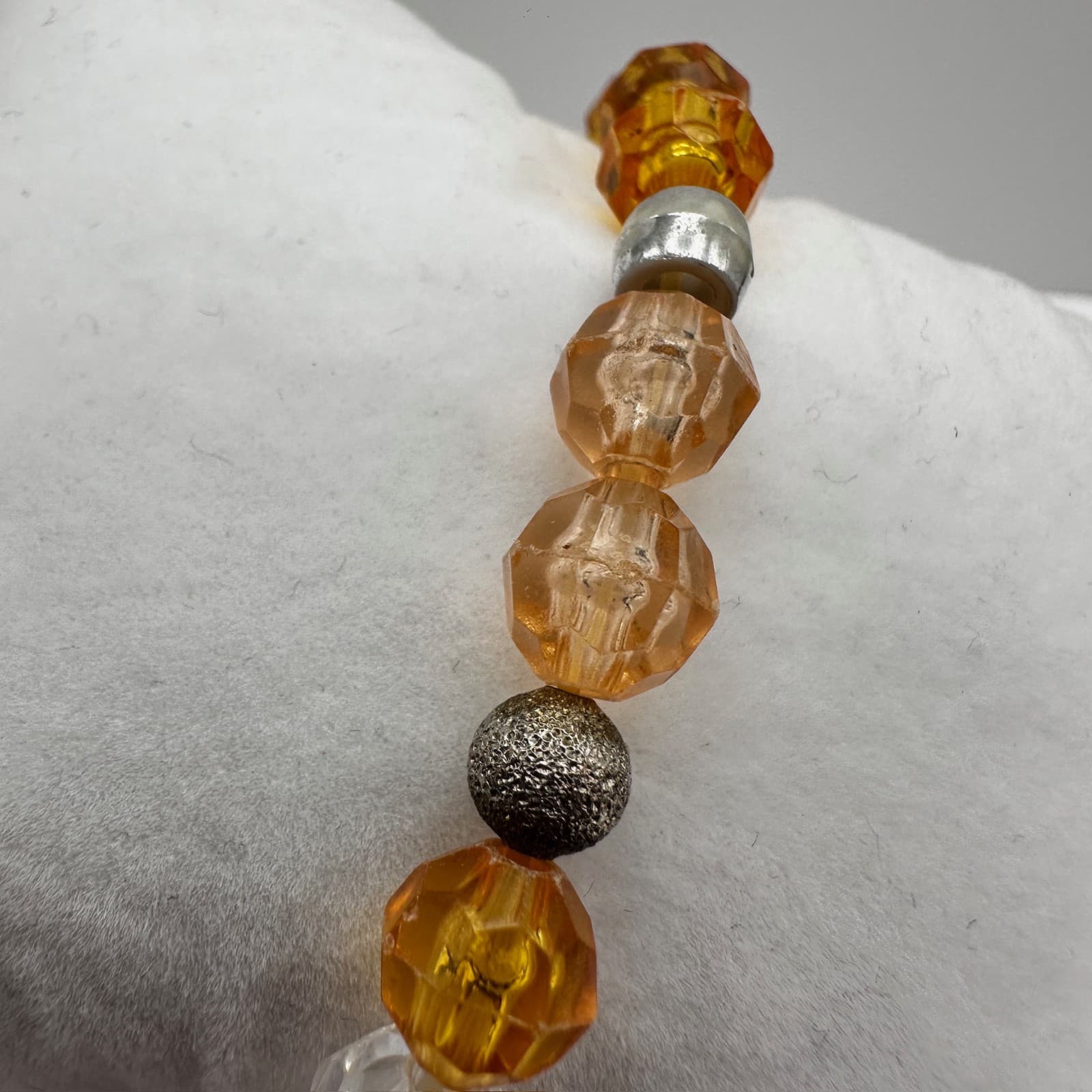 Vintage 90s Amber Faceted Beaded Stretch Bracelet Women's Classic Jewelry - Thumbnail 6