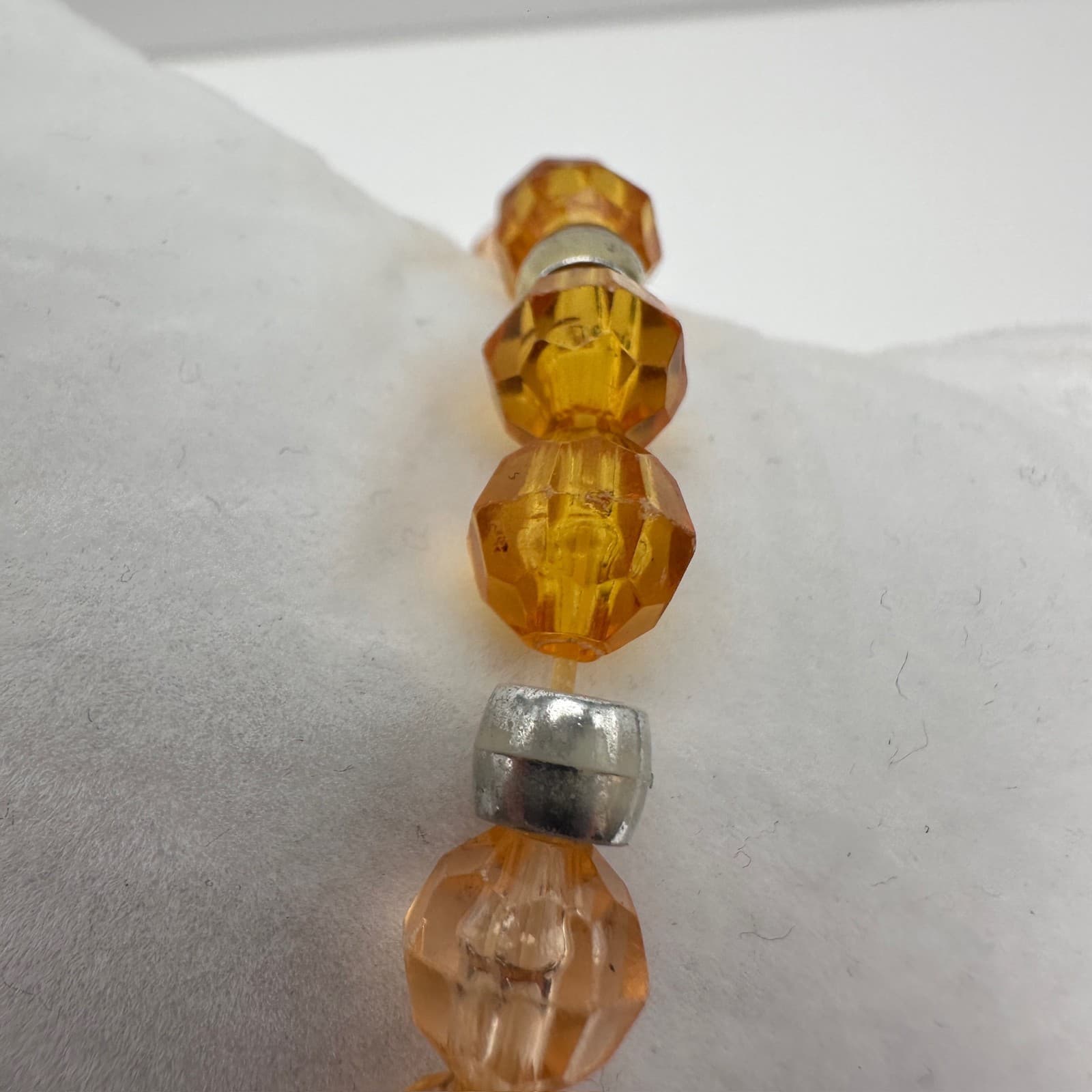 Vintage 90s Amber Faceted Beaded Stretch Bracelet Women's Classic Jewelry - Thumbnail 7