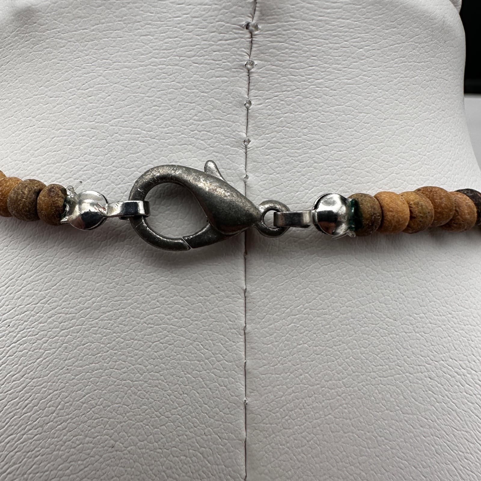 Vintage Shell Pendant Necklace Wooden Beads Boho Beach Folk Y2K 70s 80s 90s - Thumbnail 9