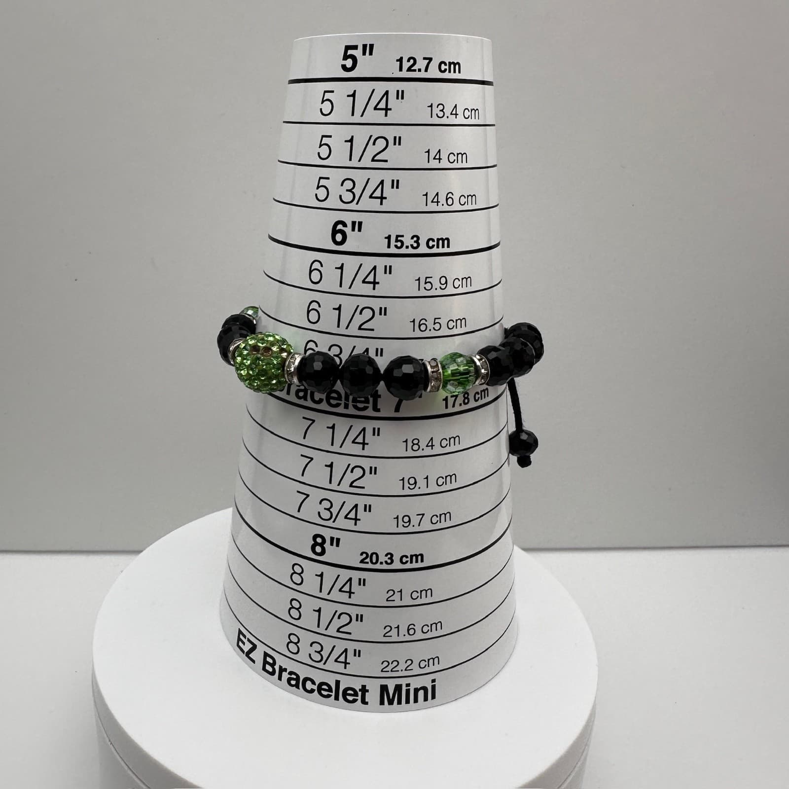 Vintage Black Beaded Bracelet Green Crystal Disco Ball Y2K Gothic - Thumbnail 11