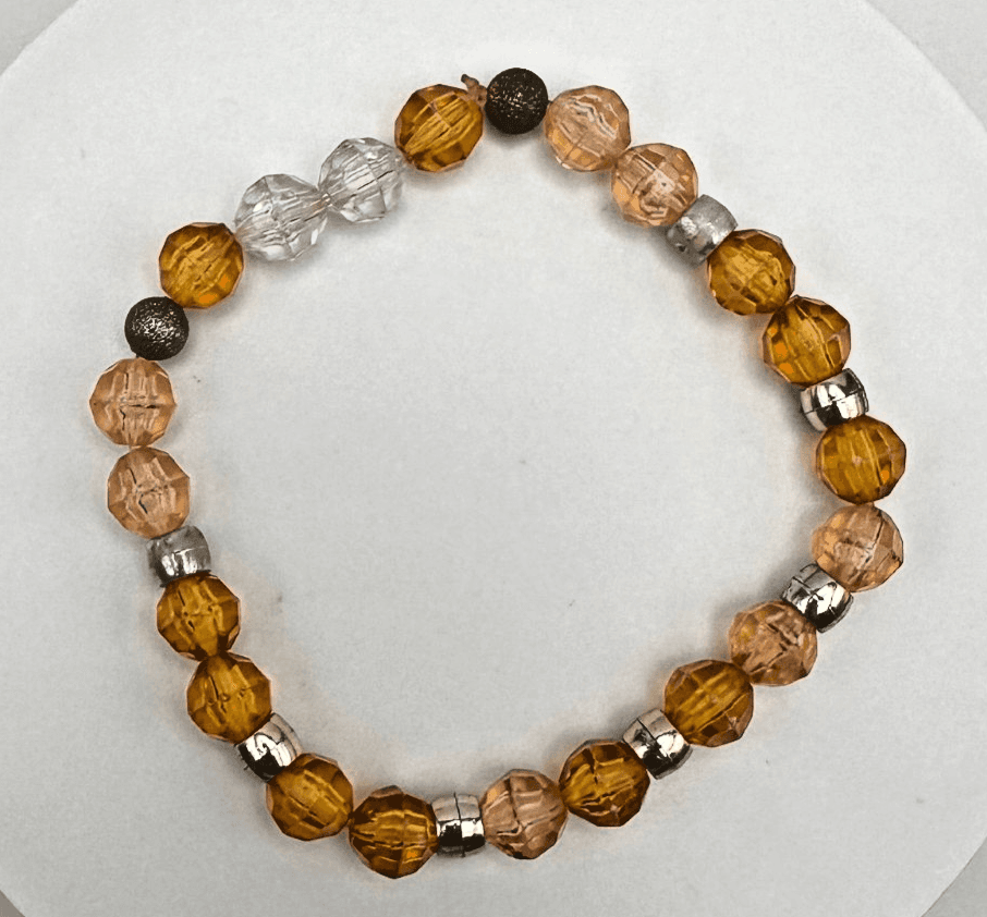 Vintage 90s Amber Faceted Beaded Stretch Bracelet Women's Classic Jewelry - Image 1