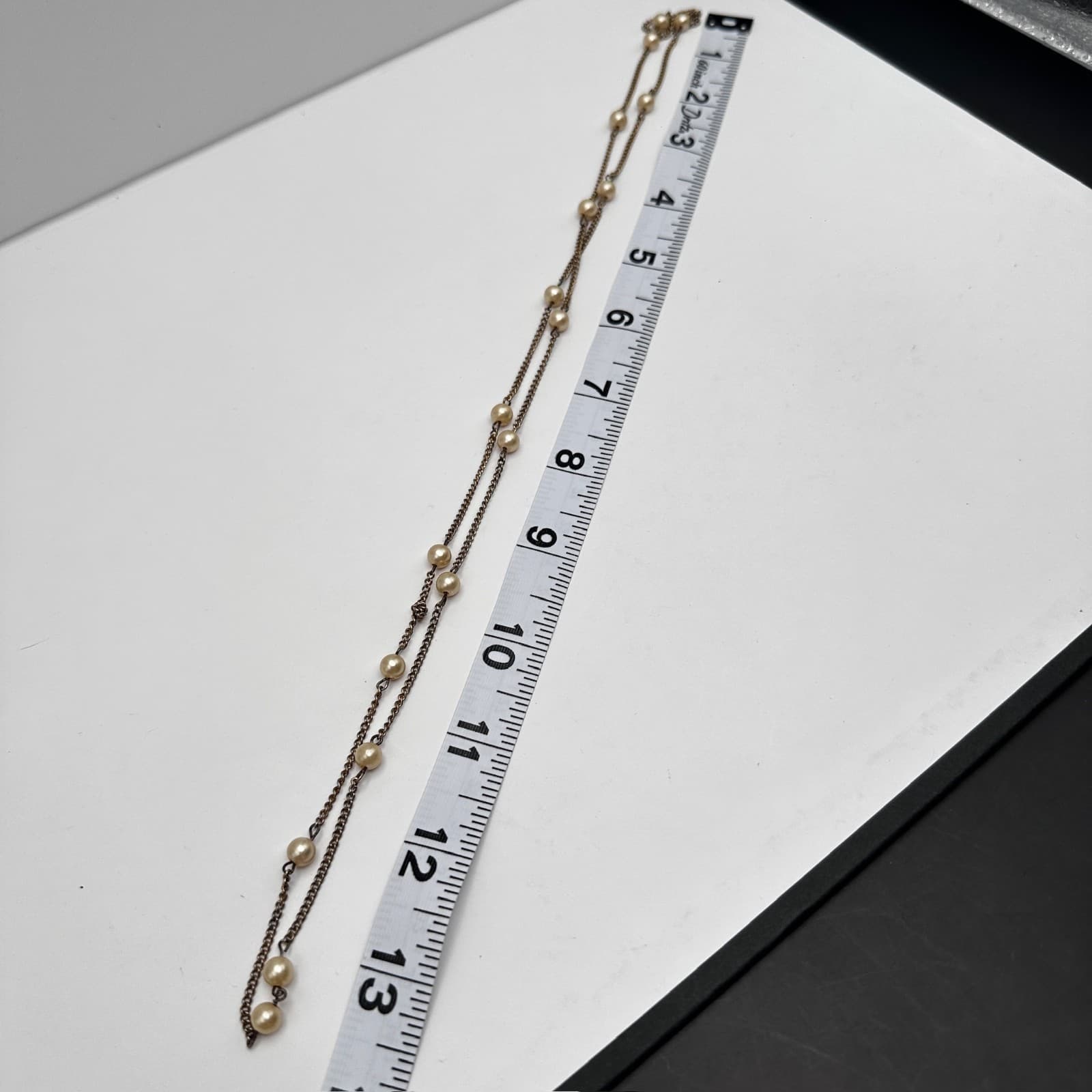 Vintage 80s Gold Tone Faux Pearl Station Tin Cup Necklace Women's Jewelry - Thumbnail 7