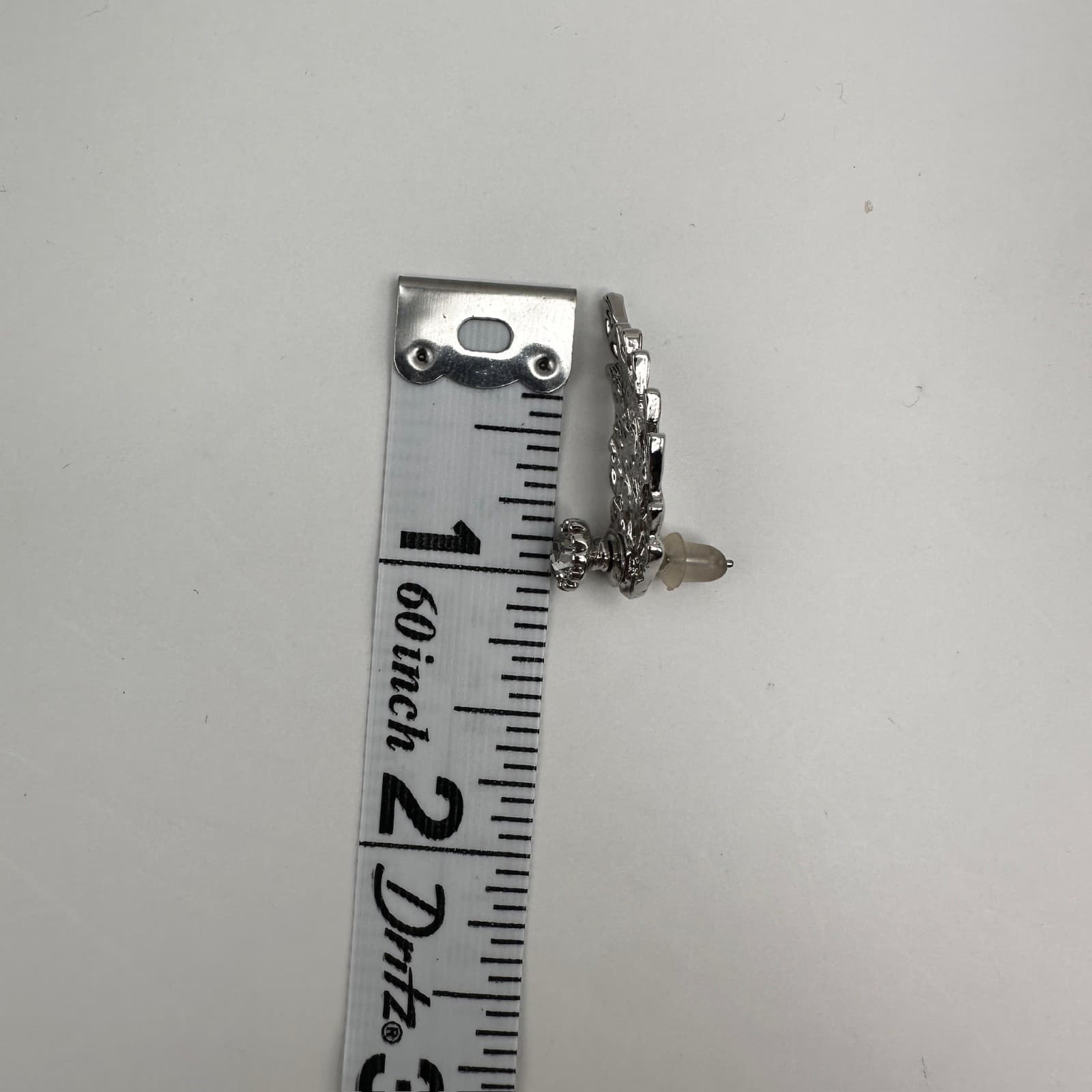 Vintage 90s Silver Tone Angel Wing Stud Earrings Rhinestone Fashion Jewelry - Thumbnail 8